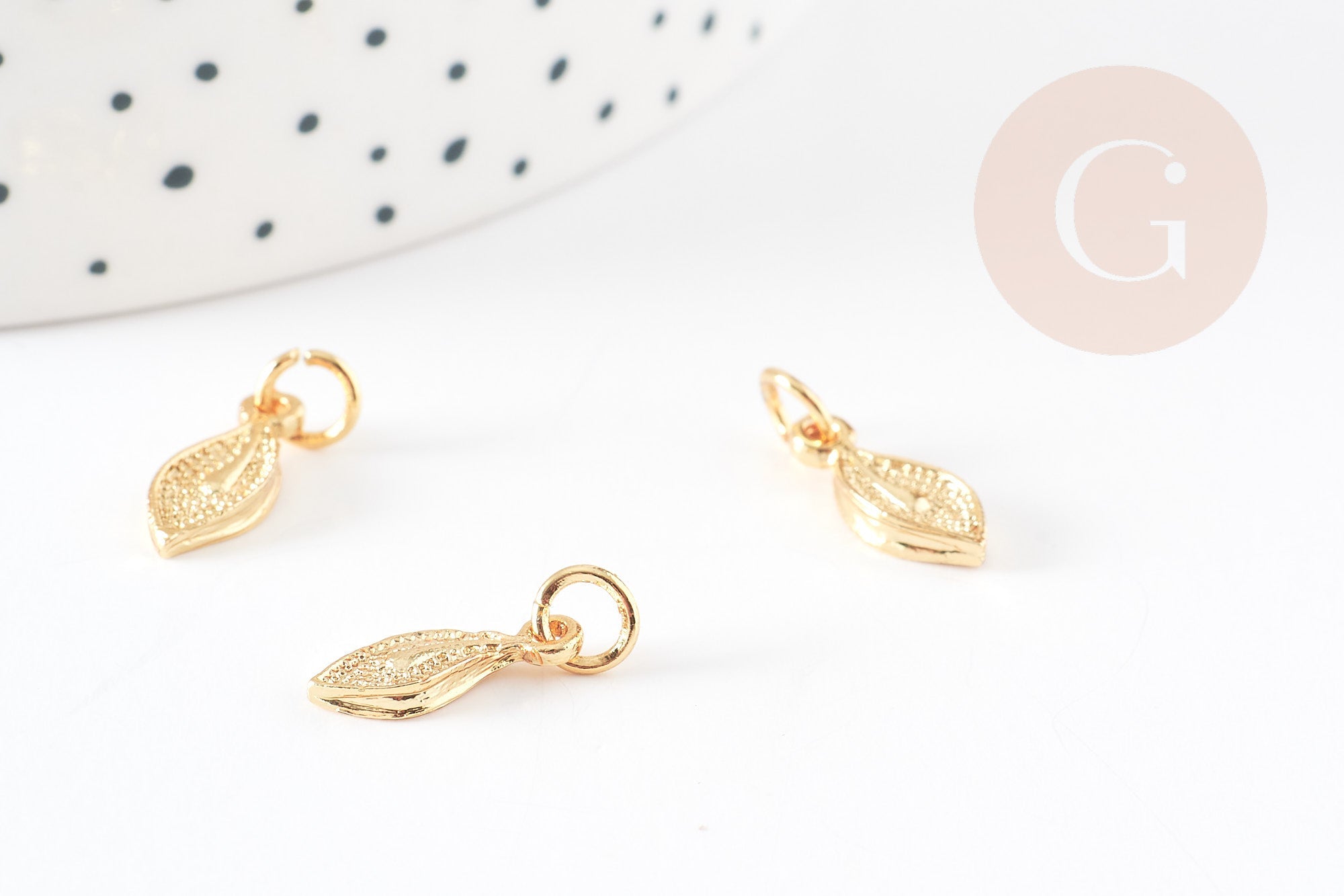 Gingerlily G5458 pendentif feuille doré x5 9,5mm