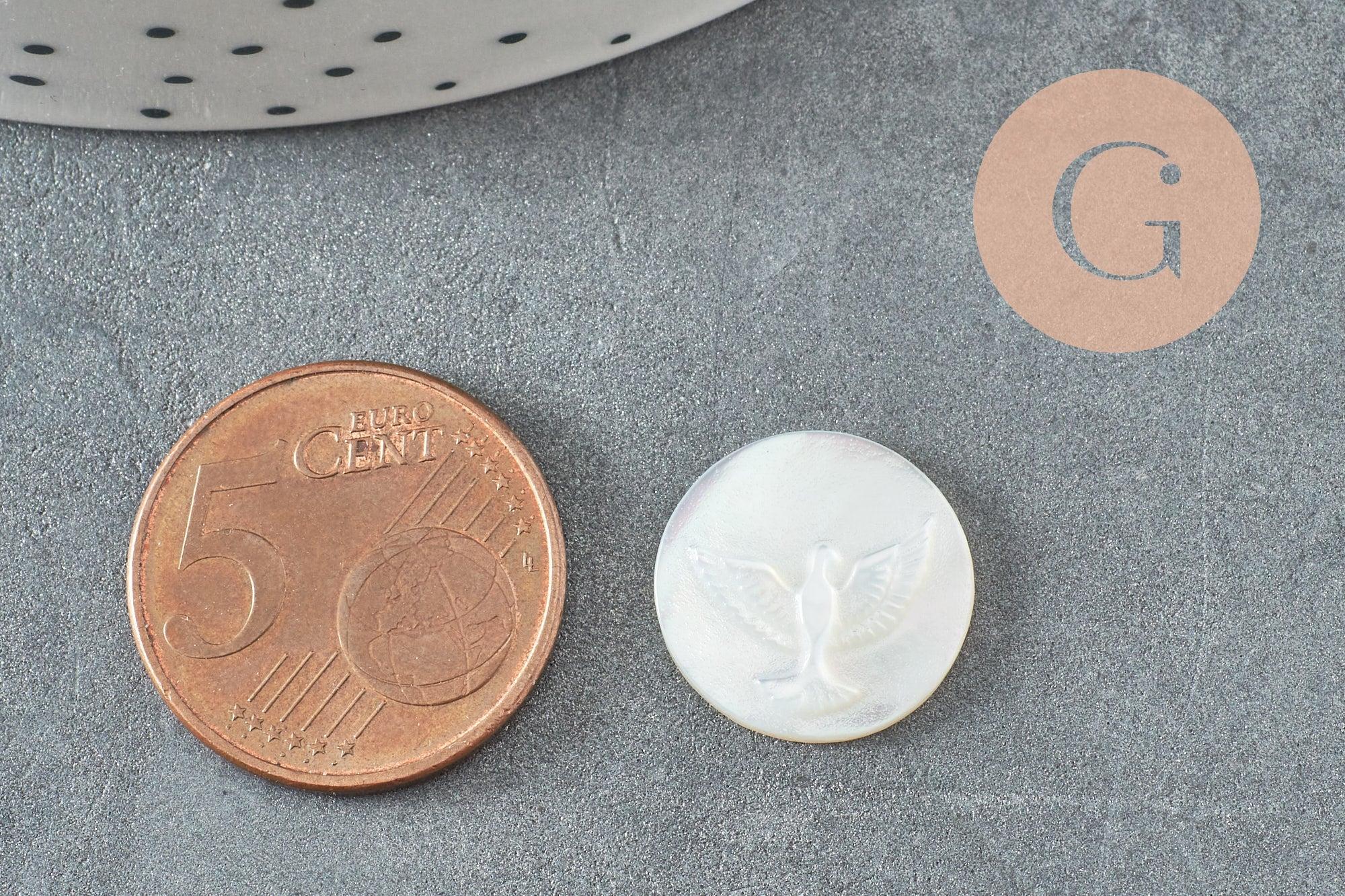 Gingerlily Cabochon colombe nacre blanche 15,5mm à coller