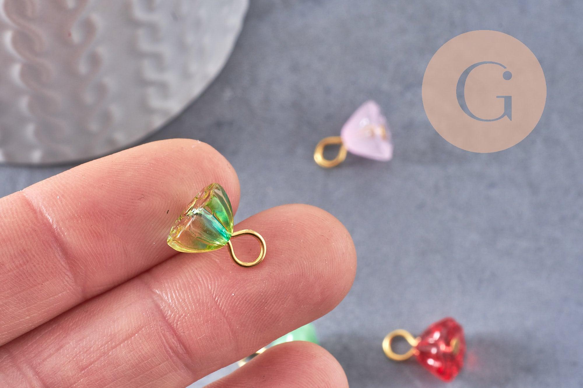 Gingerlily Perles G10298 breloque lotus verre doré 12mm x5