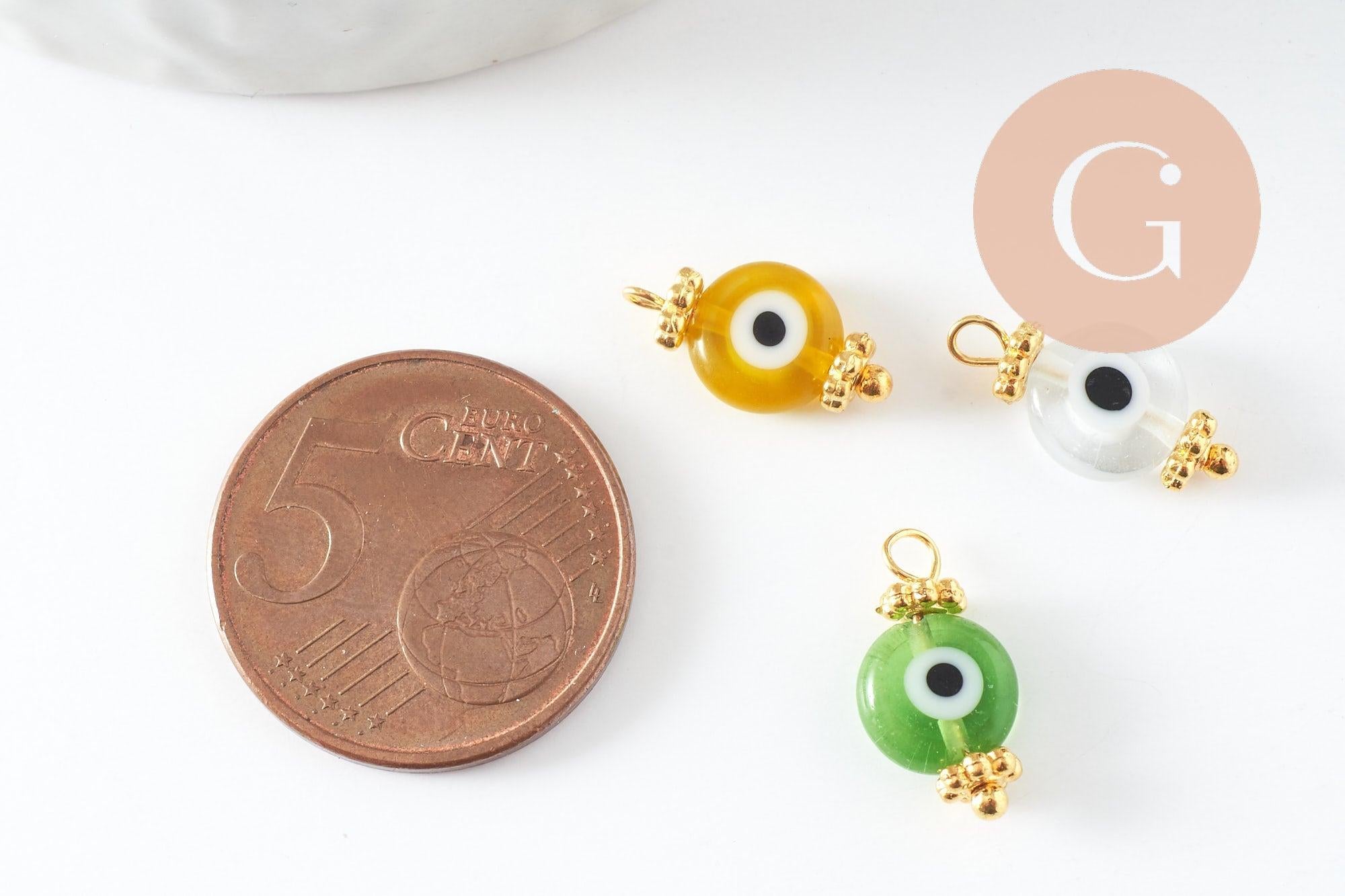 Gingerlily Pendentifs G9715 Pendentif oeil verre doré 9mm x10