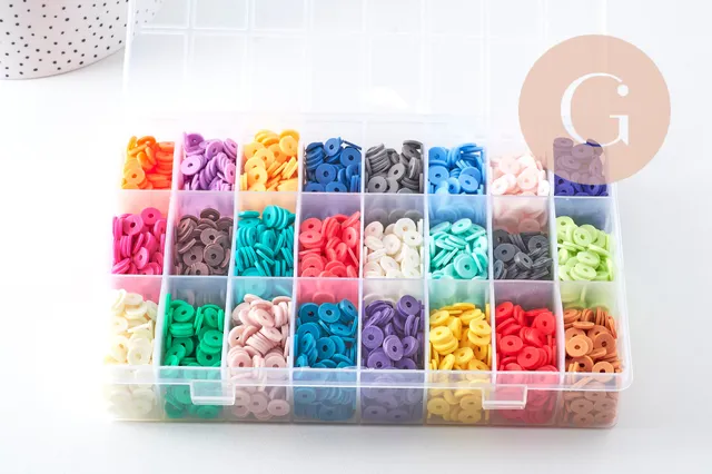 Gingerlily Kit perles heishi 8mm 24 couleurs boîte 4400
