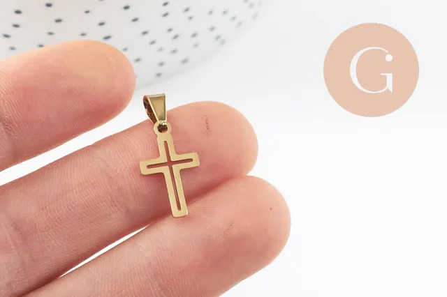 Gingerlily G9861 pendentif croix acier doré 18mm x1