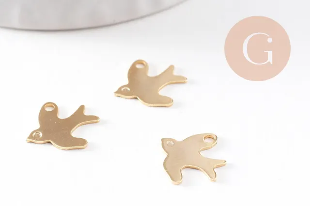 Gingerlily Perles G9940 pendentif hirondelle doré 12 mm x5