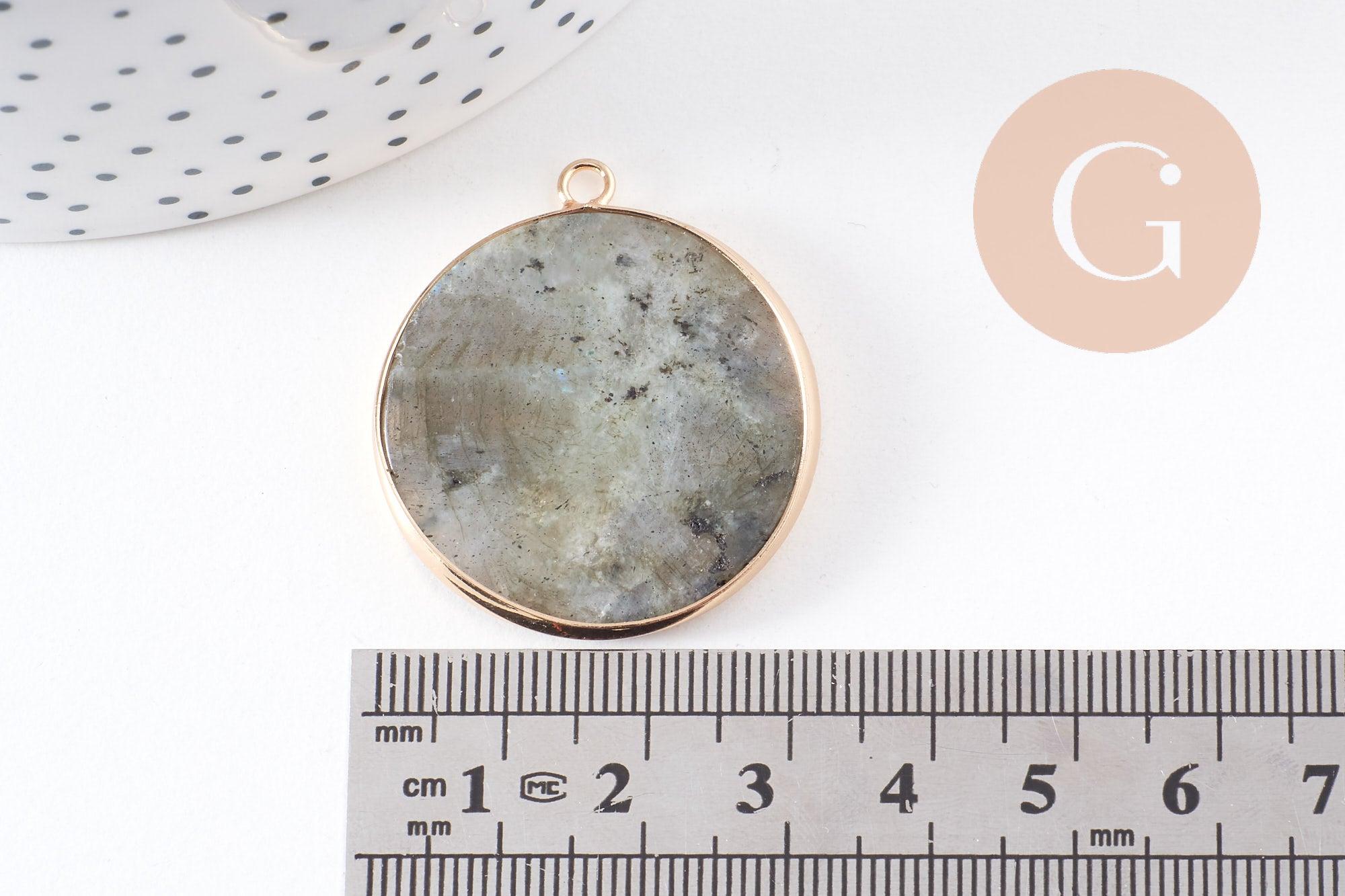 Gingerlily pendentif labradorite pendentif rond laiton doré 35mm