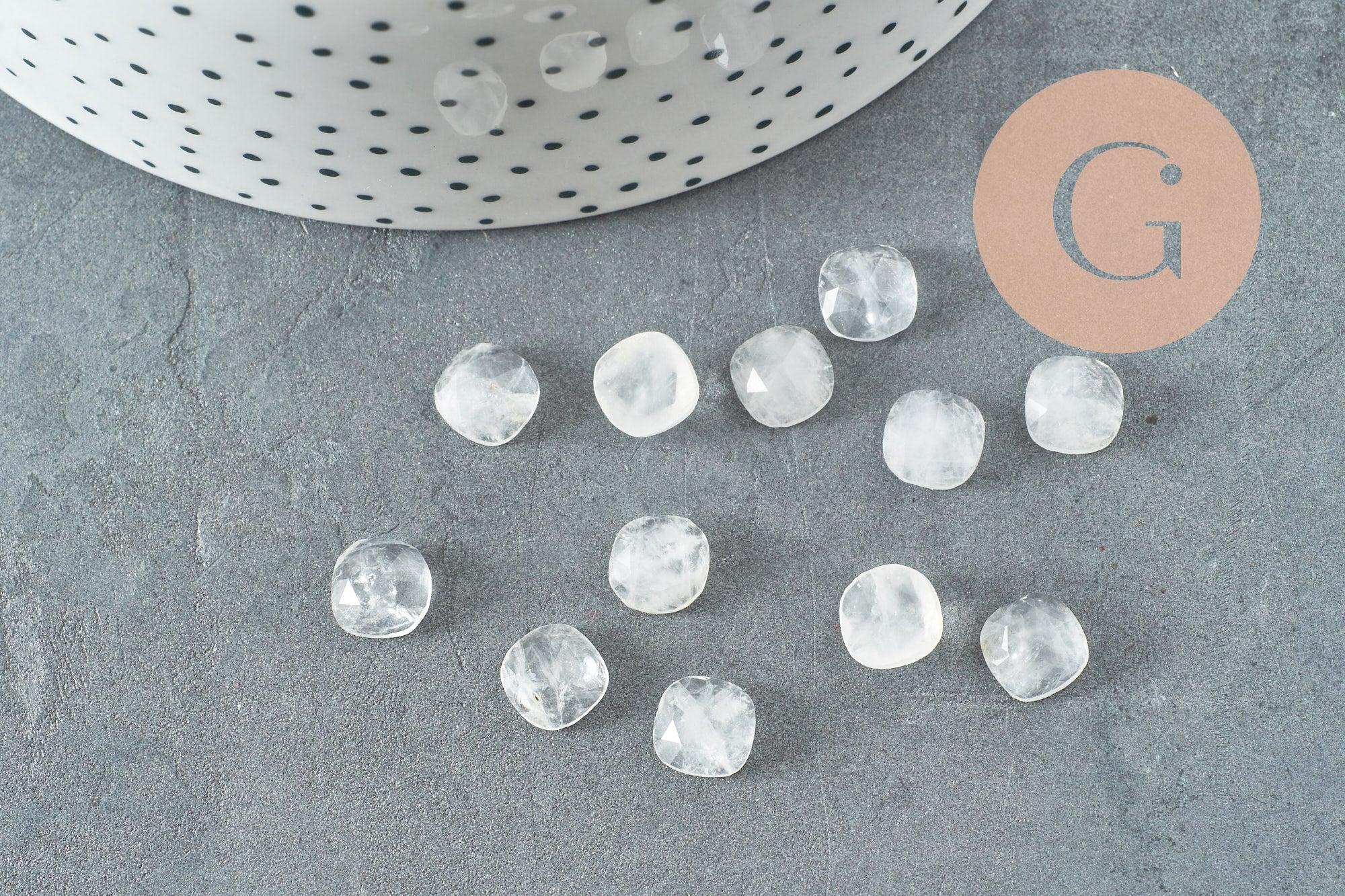 Gingerlily Perles cabochon carré cristal de roche 8x8mm x1