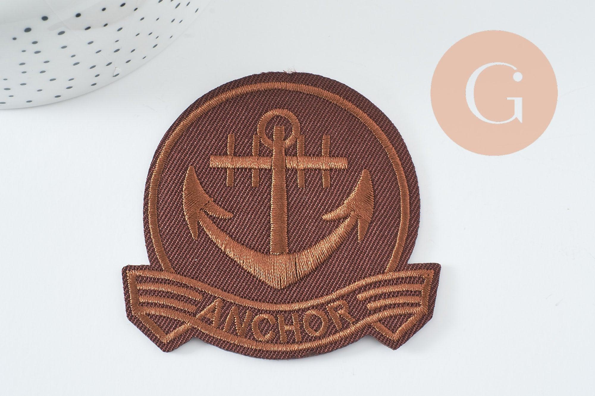 Gingerlily écusson brodé ancre marine patch thermocollant 72mm x1