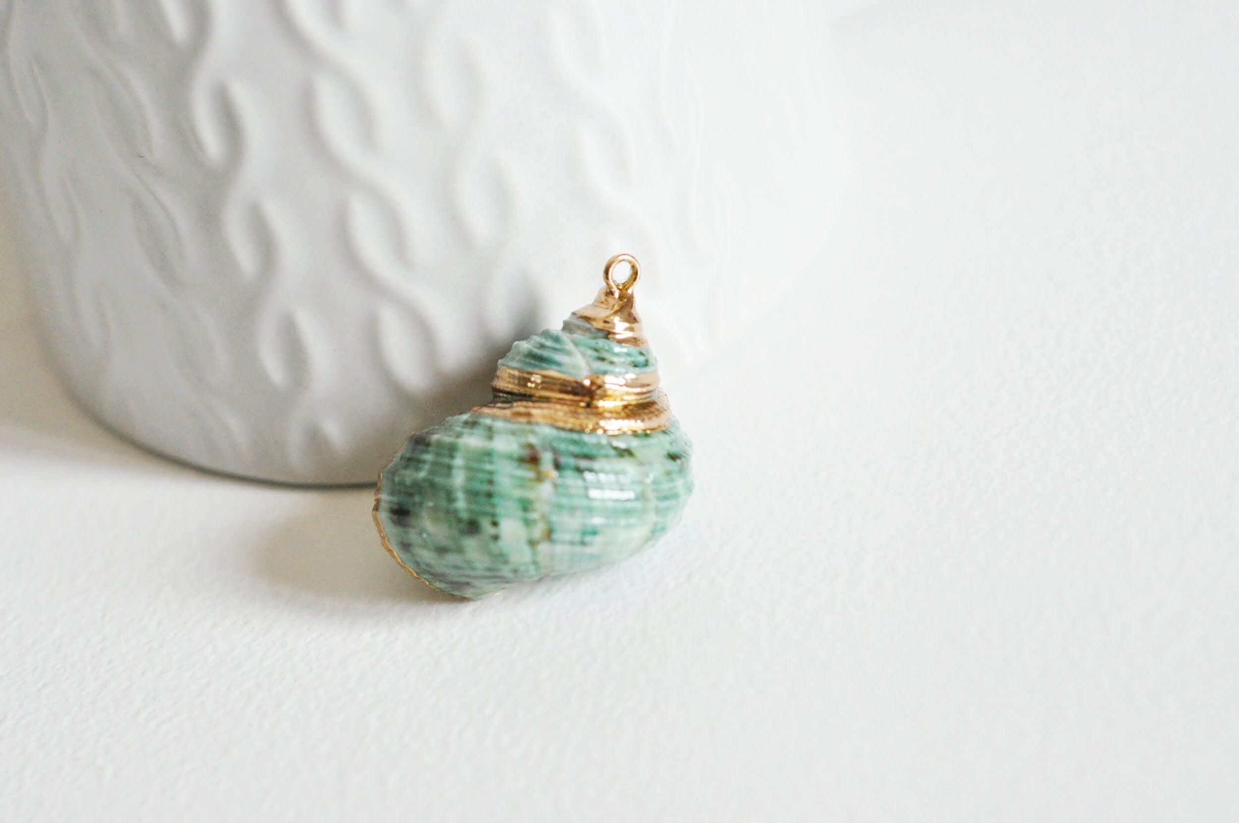 Gingerlily Pendentifs DIY G0609 coquillage vert doré 25mm