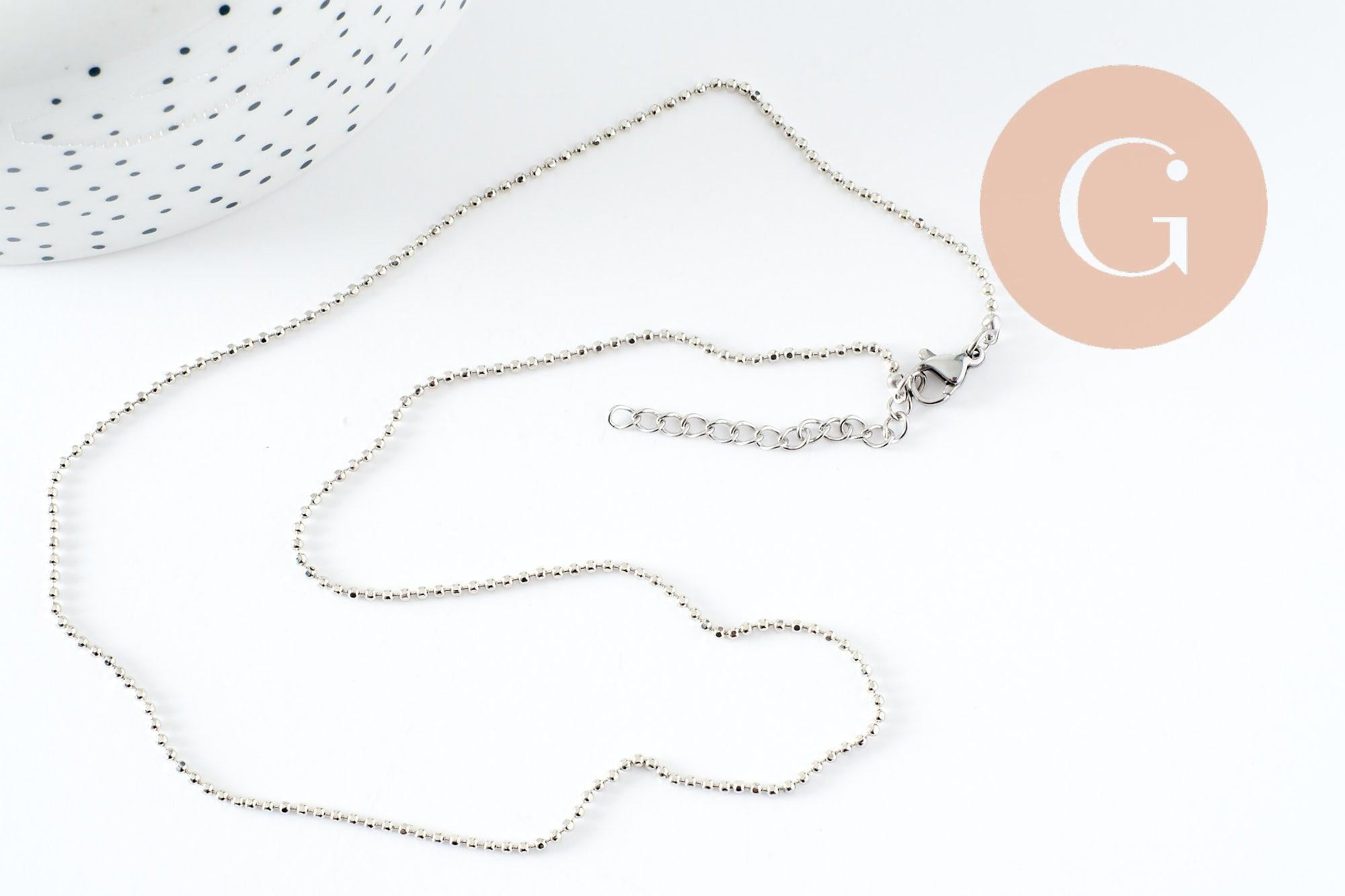 Gingerlily chaîne boule collier acier 1,5 mm 45,5 cm