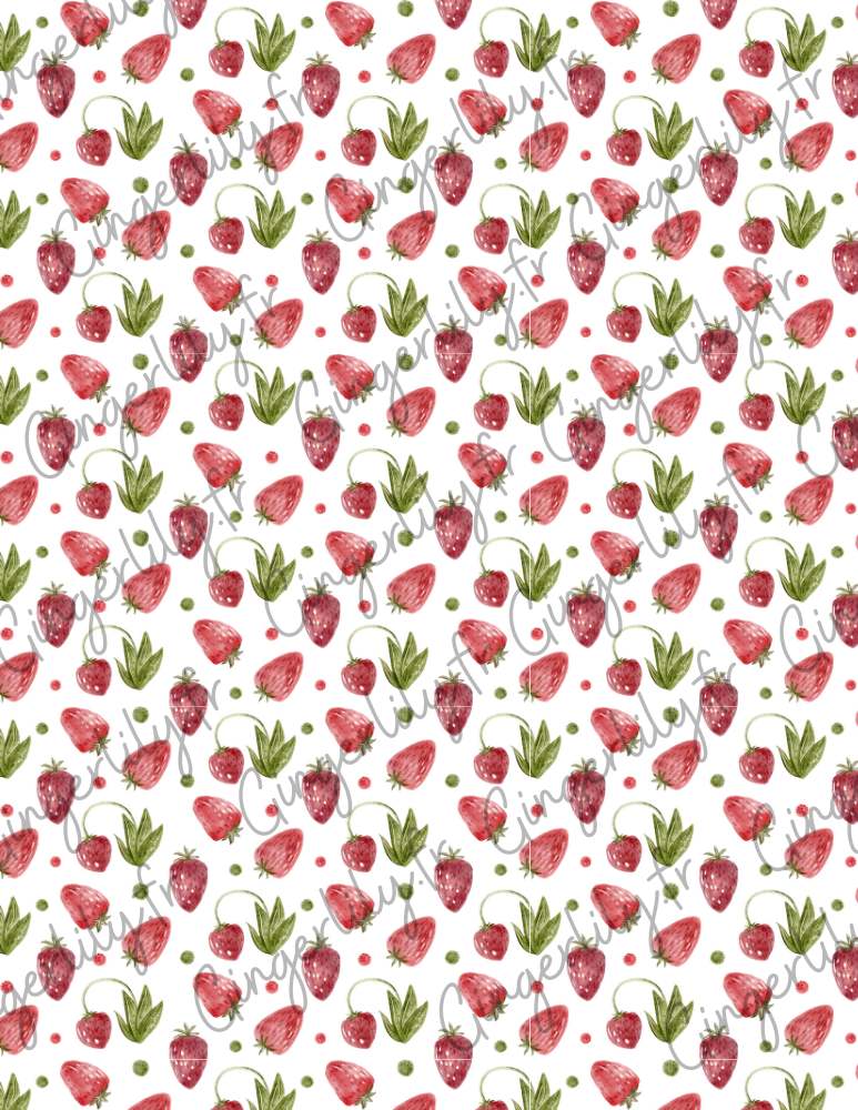 Gingerlily Pâte G10764 feuille transfert fraises 14x10cm x1