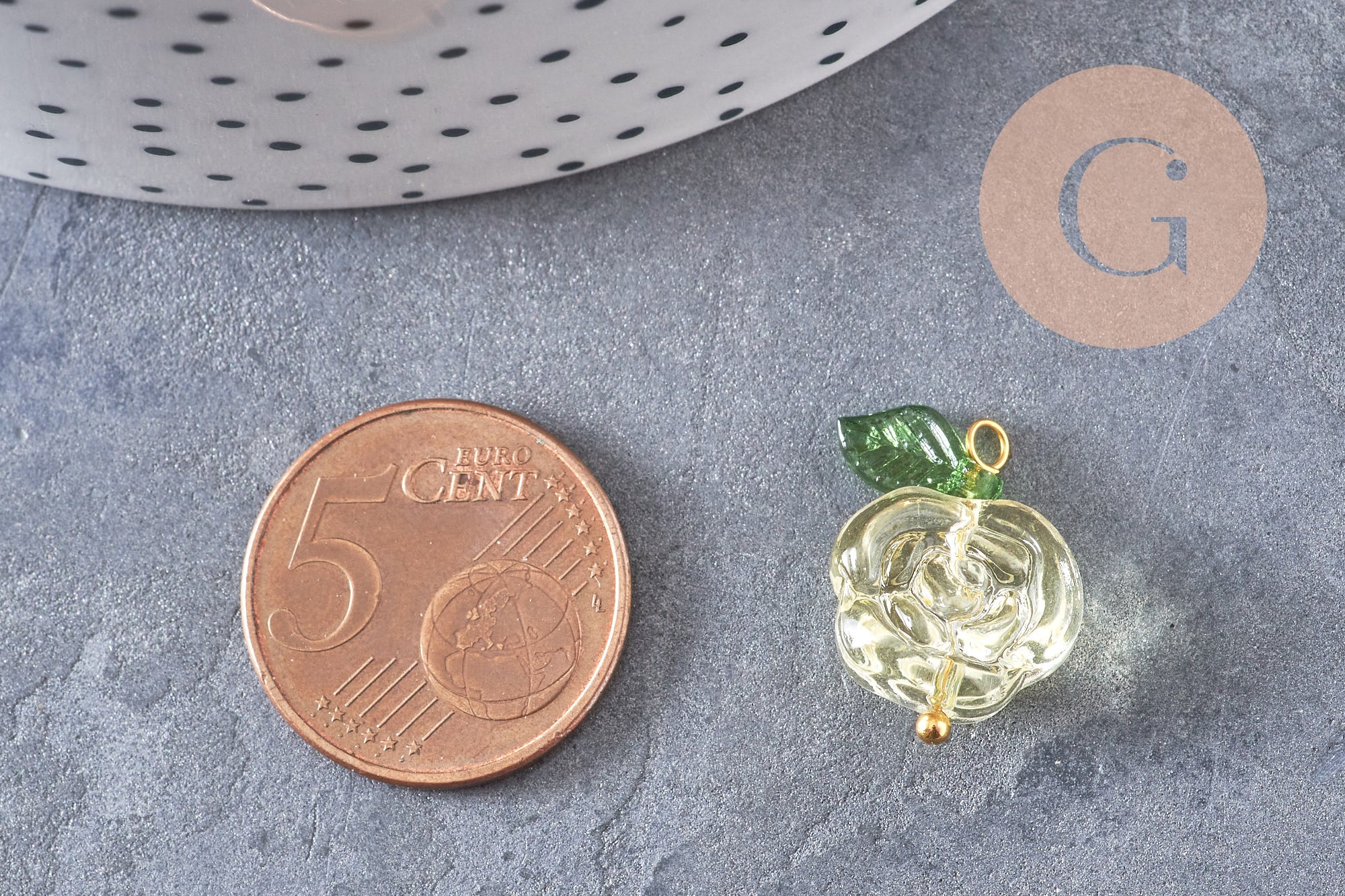 Gingerlily Pendentifs Breloque Fleur Rose Verre Doré 21.5mm x5