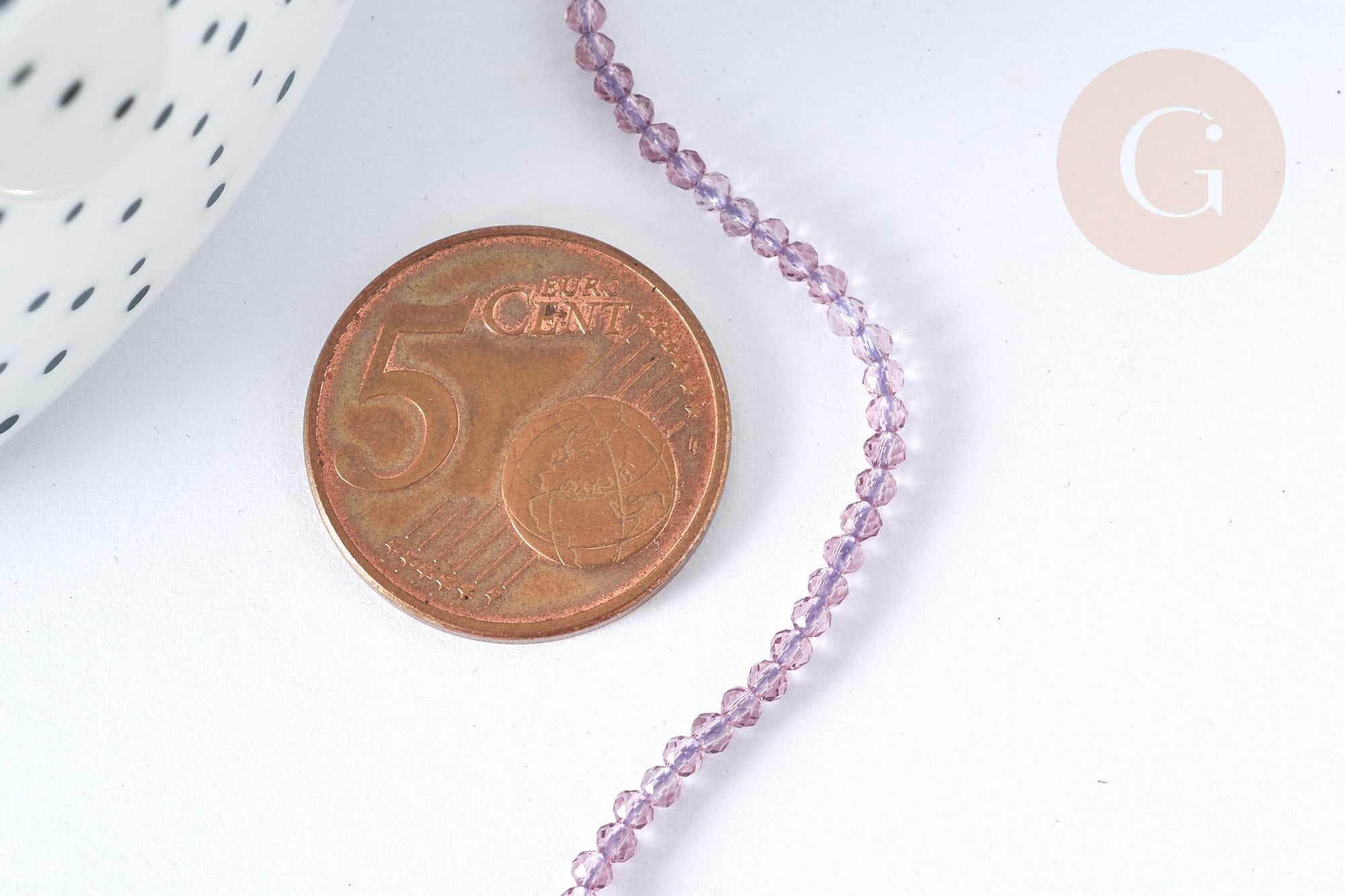 Gingerlily Perles verre facettées G7333 violet clair 2mm fil 37cm
