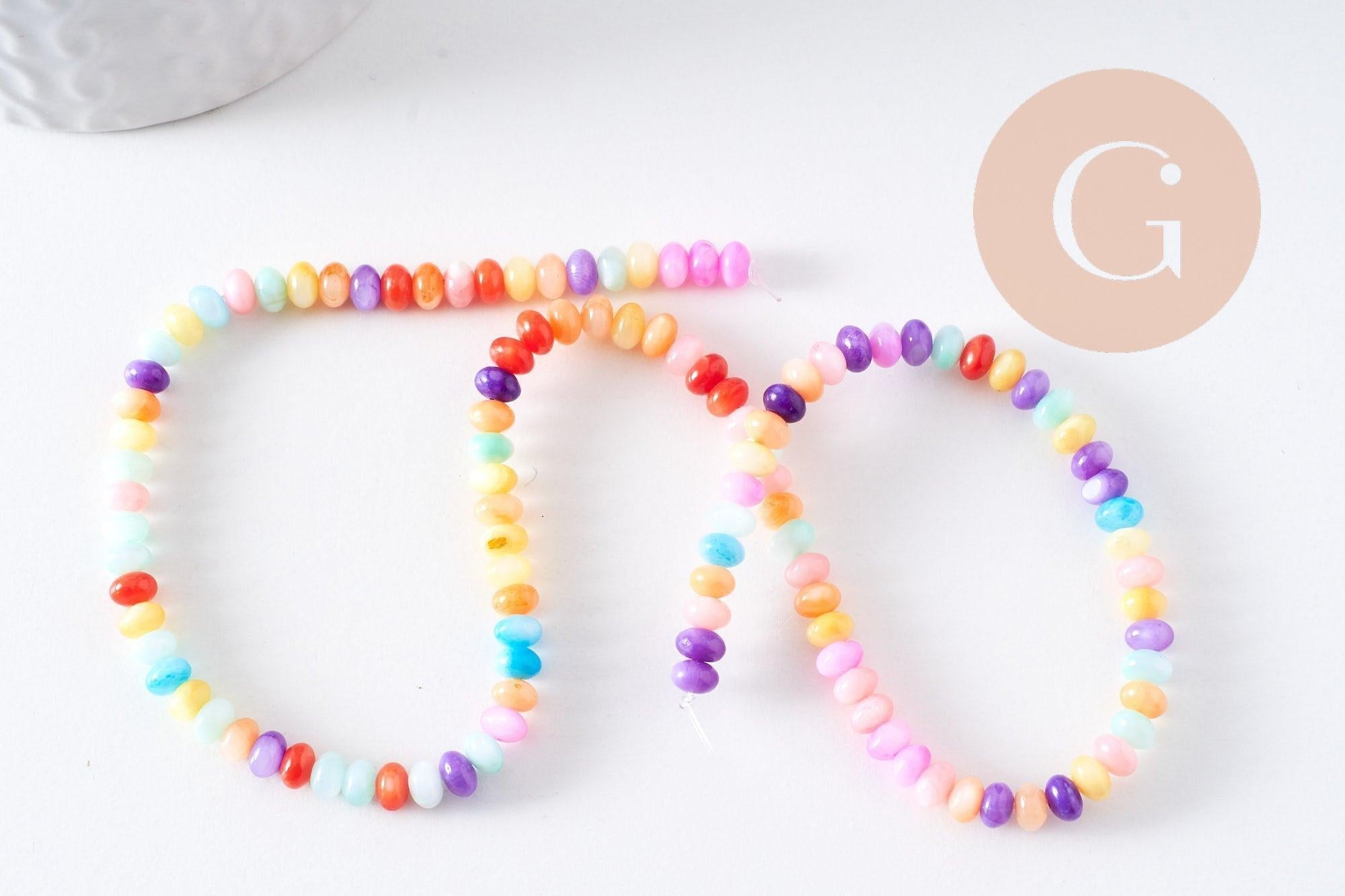 Gingerlily Perles DIY Rondelle nacre multicolore 5x3 mm fil 38 cm