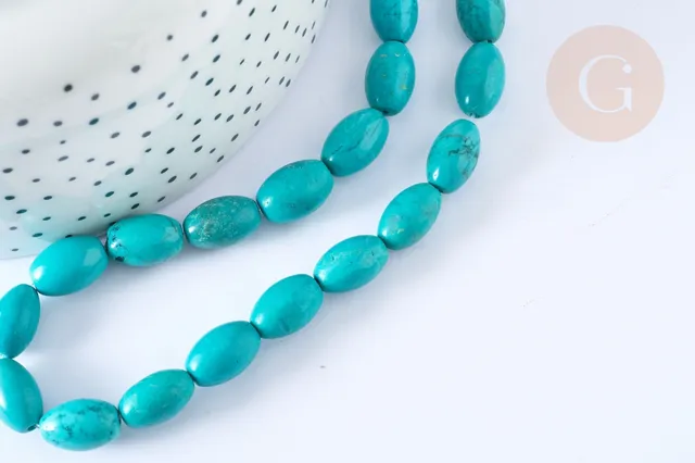Gingerlily Perles Howlite G8743 perle ovale turquoise foncé 12mm x5