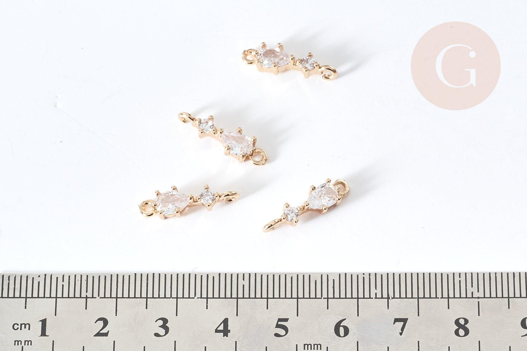 Gingerlily G8075 breloque goutte laiton doré zircons 17mm