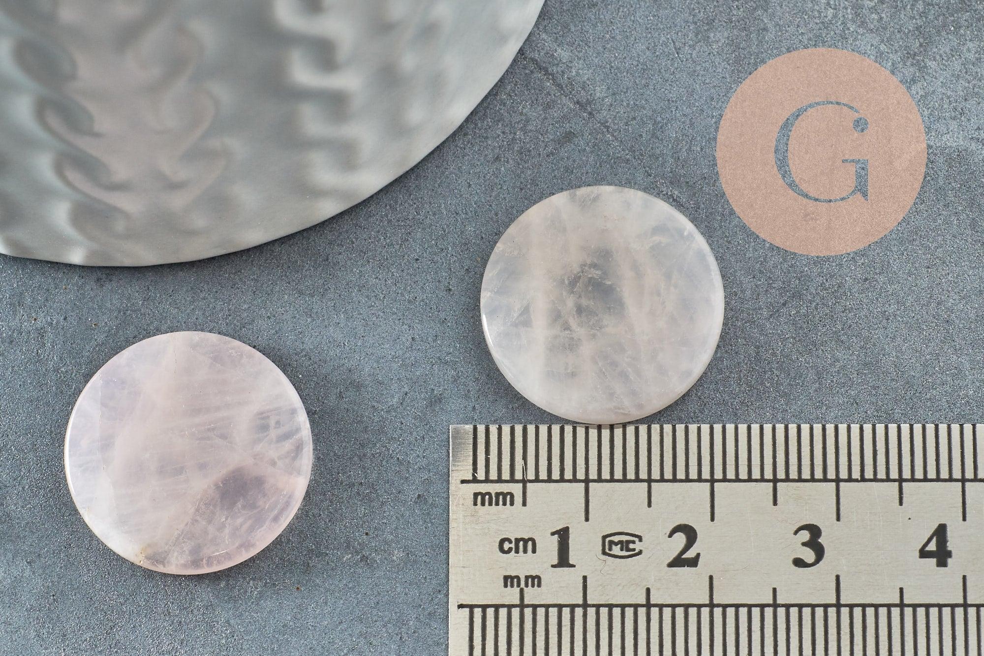 Gingerlily quartz rose cabochon disque 20mm x1 rose