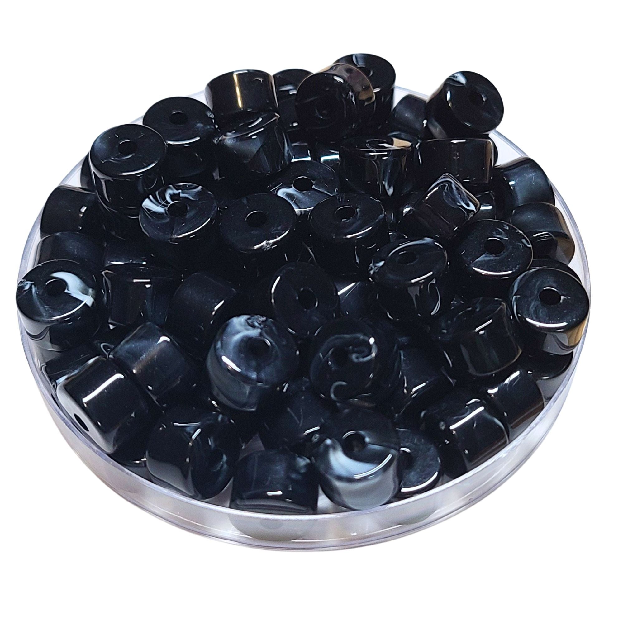 ARTSHOP 1/4 de tubes n°17 perle cylindre noir marbré x6