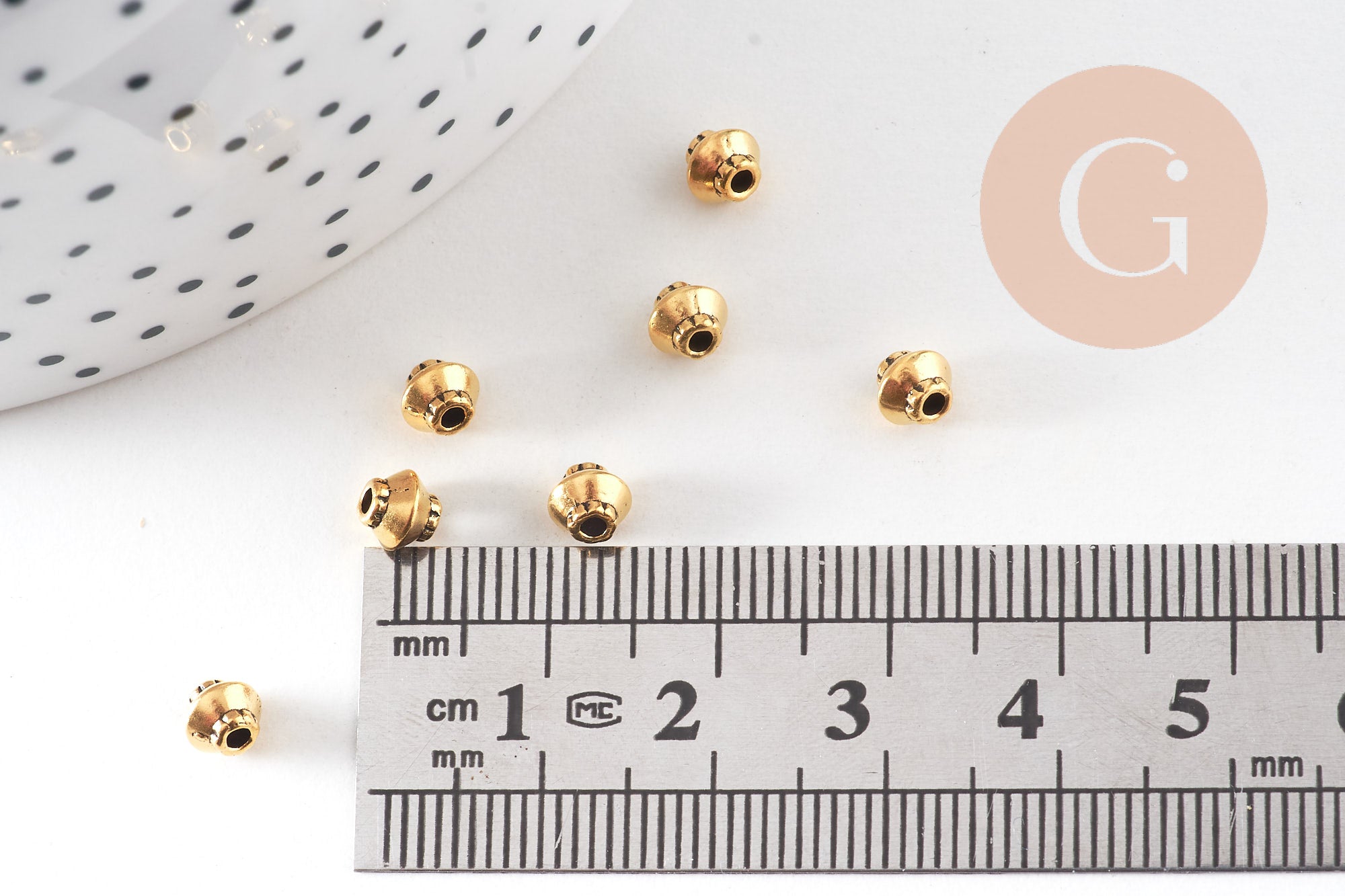 Gingerlily Perles rondelles zamac doré 5mm x50 style tibétain