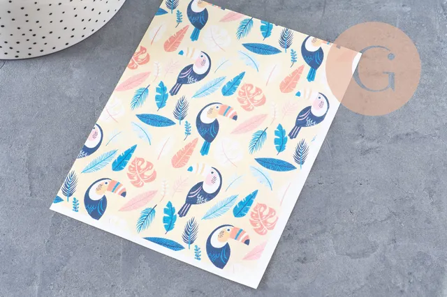 Gingerlily Pâte polymère feuille transfert toucans 14x10 cm