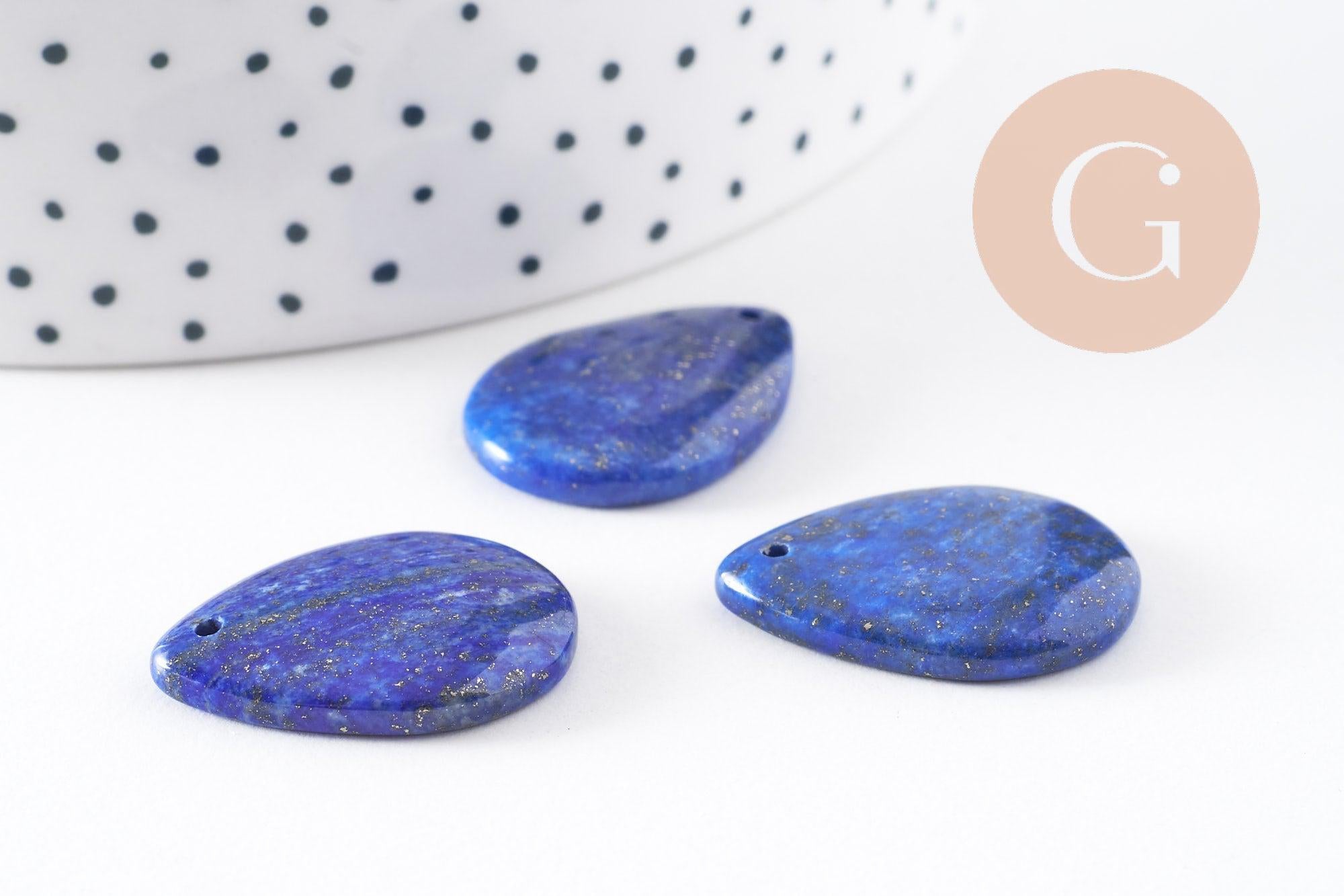 Gingerlily pendentif goutte lapis lazuli 25,5 mm x1 bleu