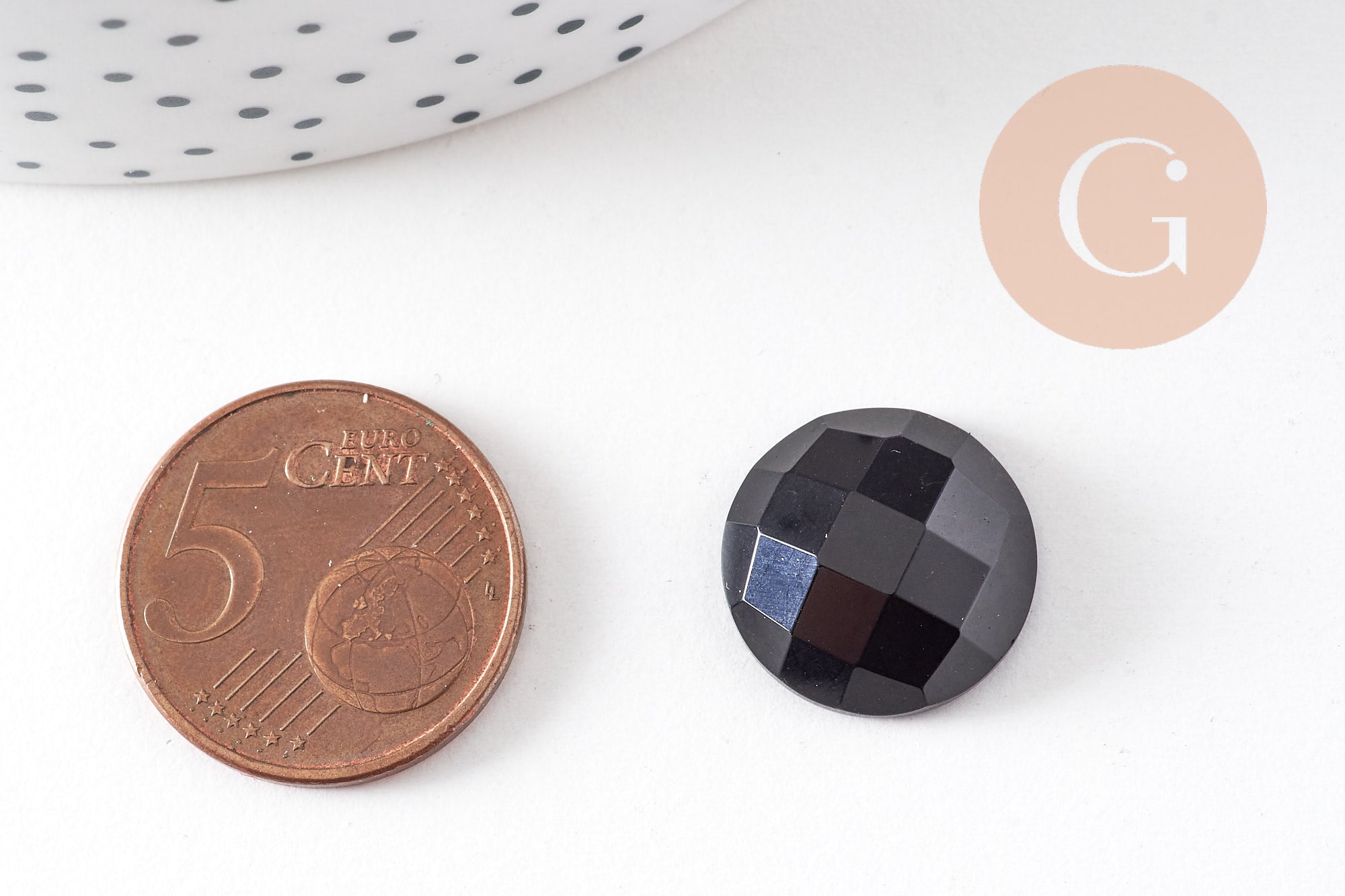 Gingerlily Cabochon obsidienne noire G10815 rond 16mm x1