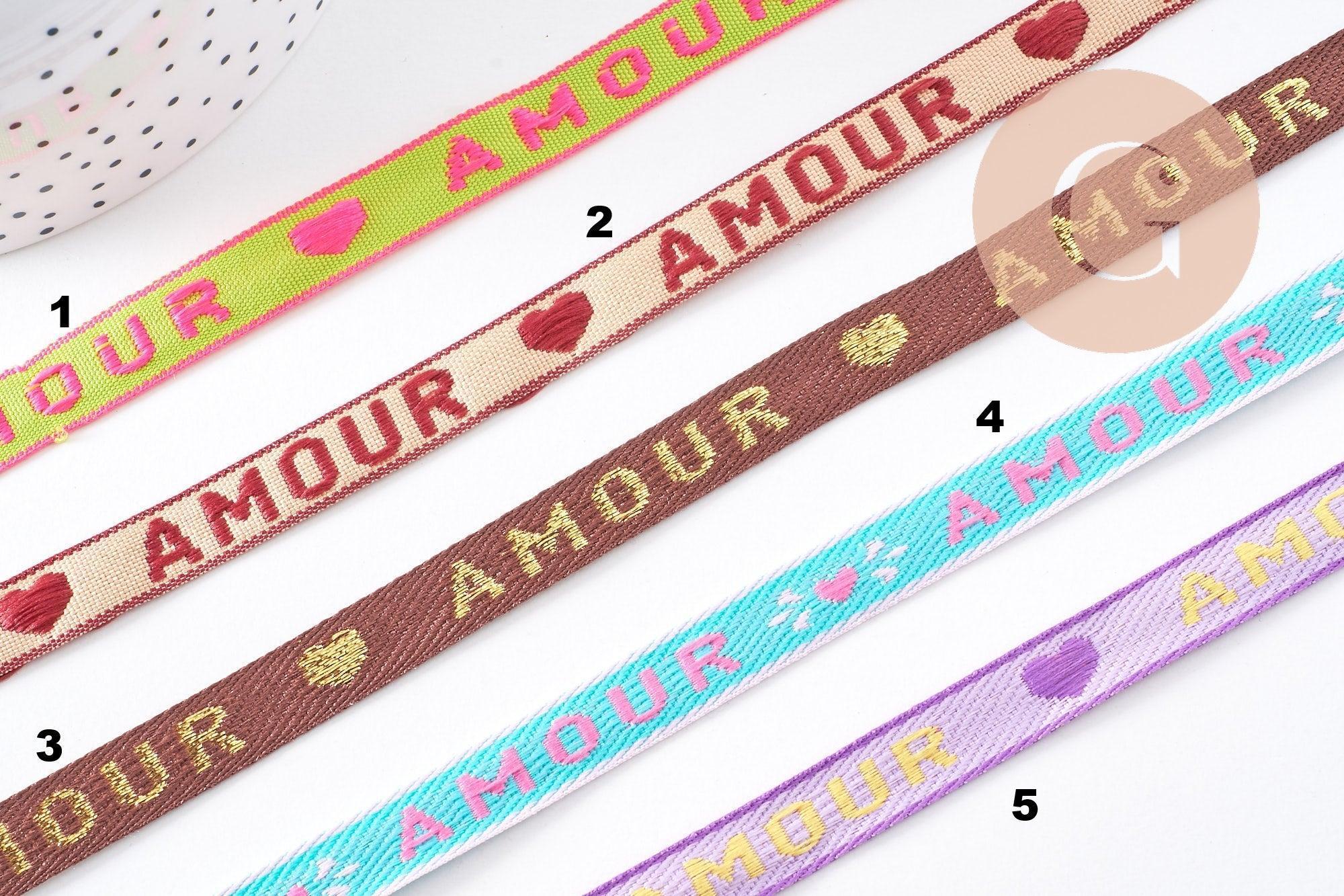 Gingerlily Amour G10267 ruban brodé 10mm texte 1 mètre