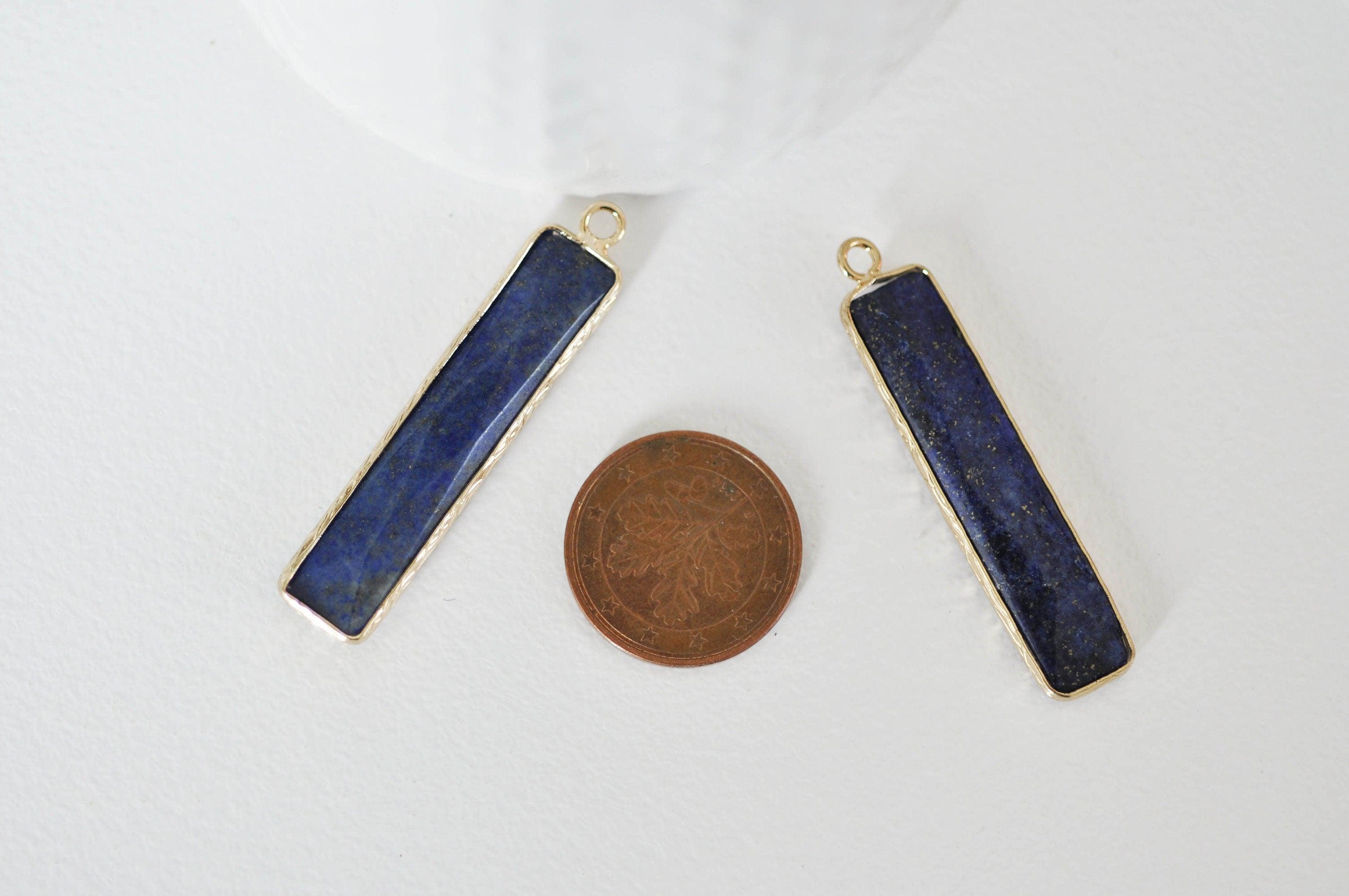 Gingerlily Pendentif rectangle lapis lazuli pendentif 46,5mm doré