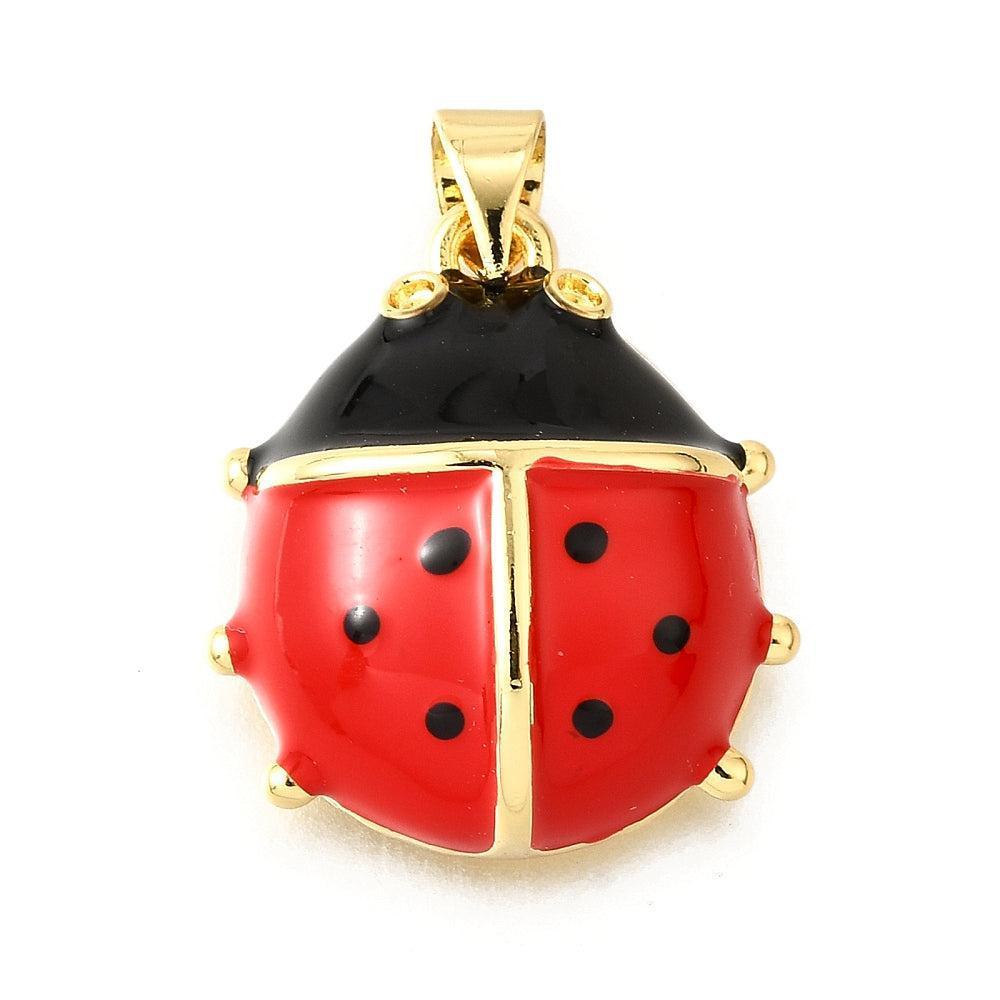 Gingerlily pendentif coccinelle G10306 breloque émail rouge x1