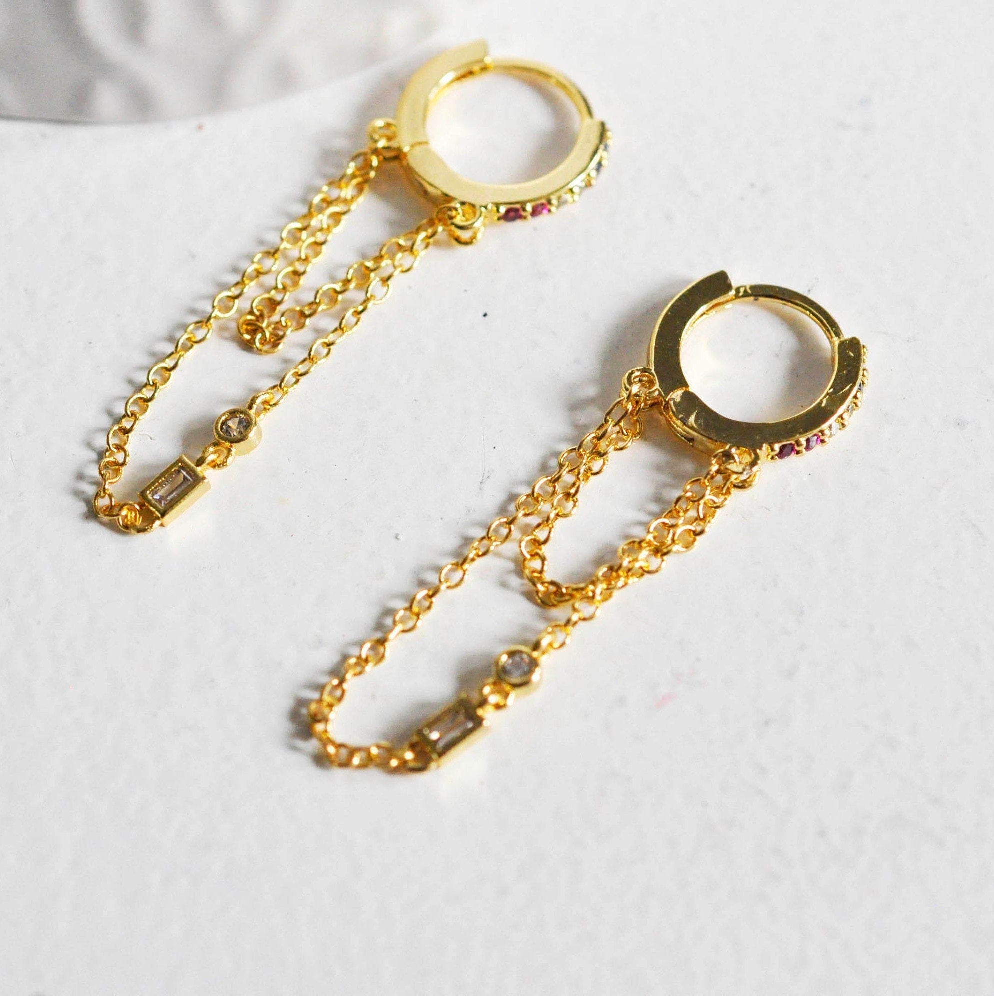 Gingerlily Boucles G3777 créoles laiton doré zircons x2