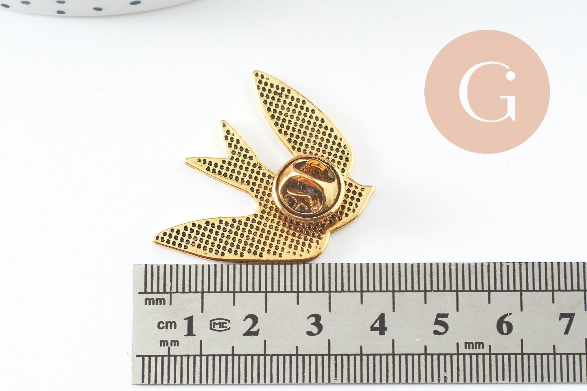 Gingerlily Broche hirondelle dorée 33mm acier inoxydable x1