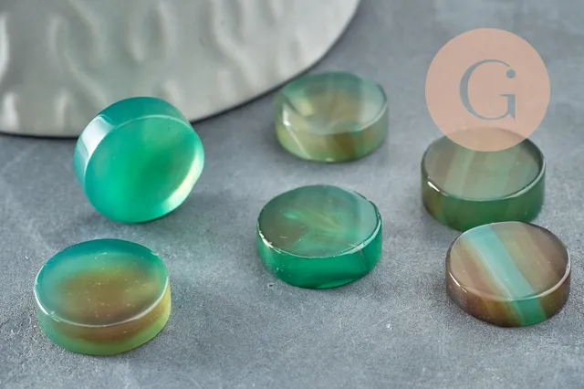 Gingerlily G9572 cabochon rond onyx verte 15mm x1 pierre naturelle