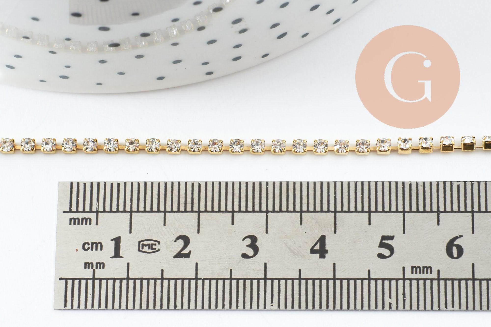 Gingerlily Chaînes chaîne strass laiton brut 2mm 50cm