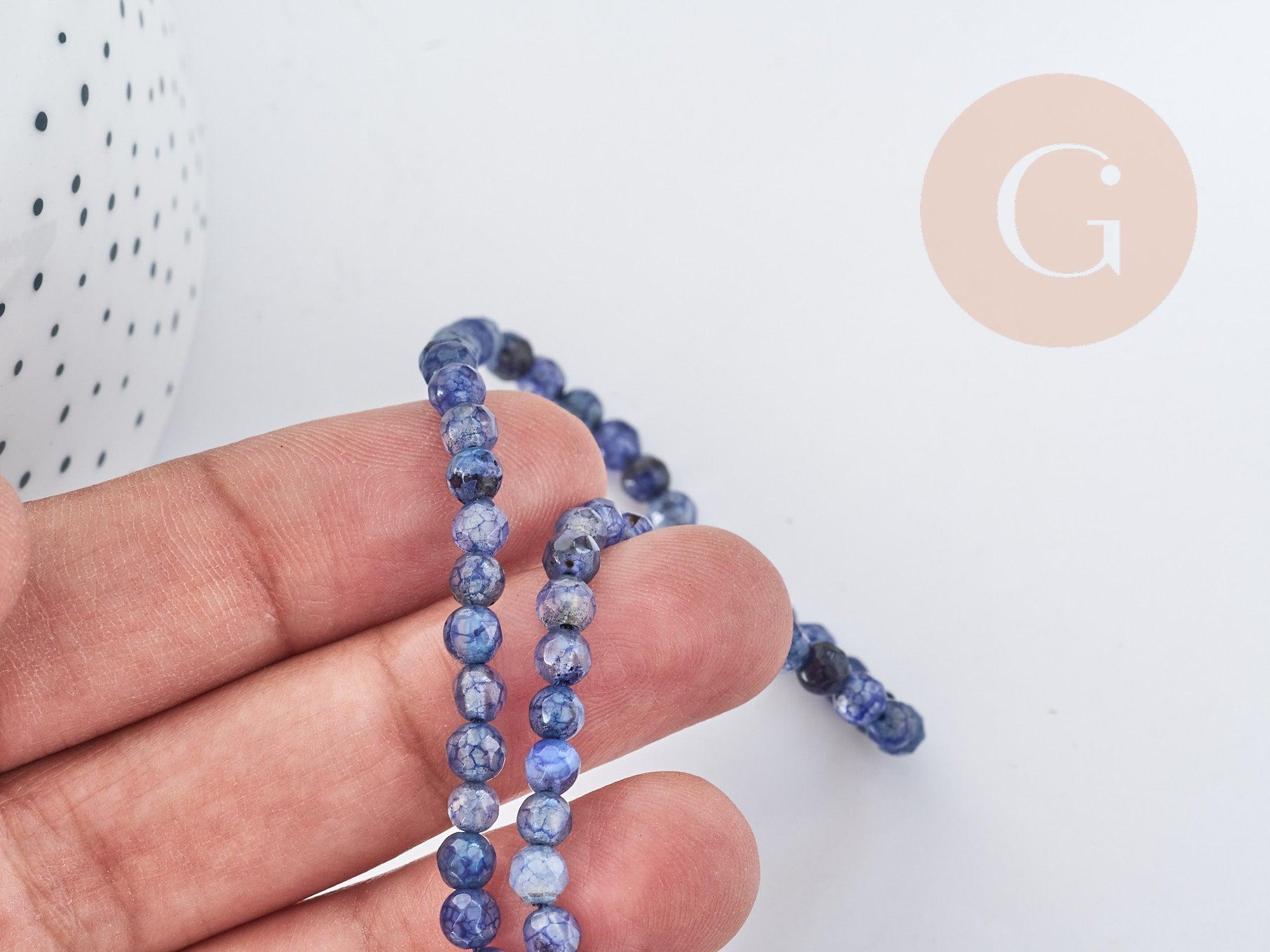 Gingerlily agate G8978 perles pierre bleue 4 mm fil 37 cm