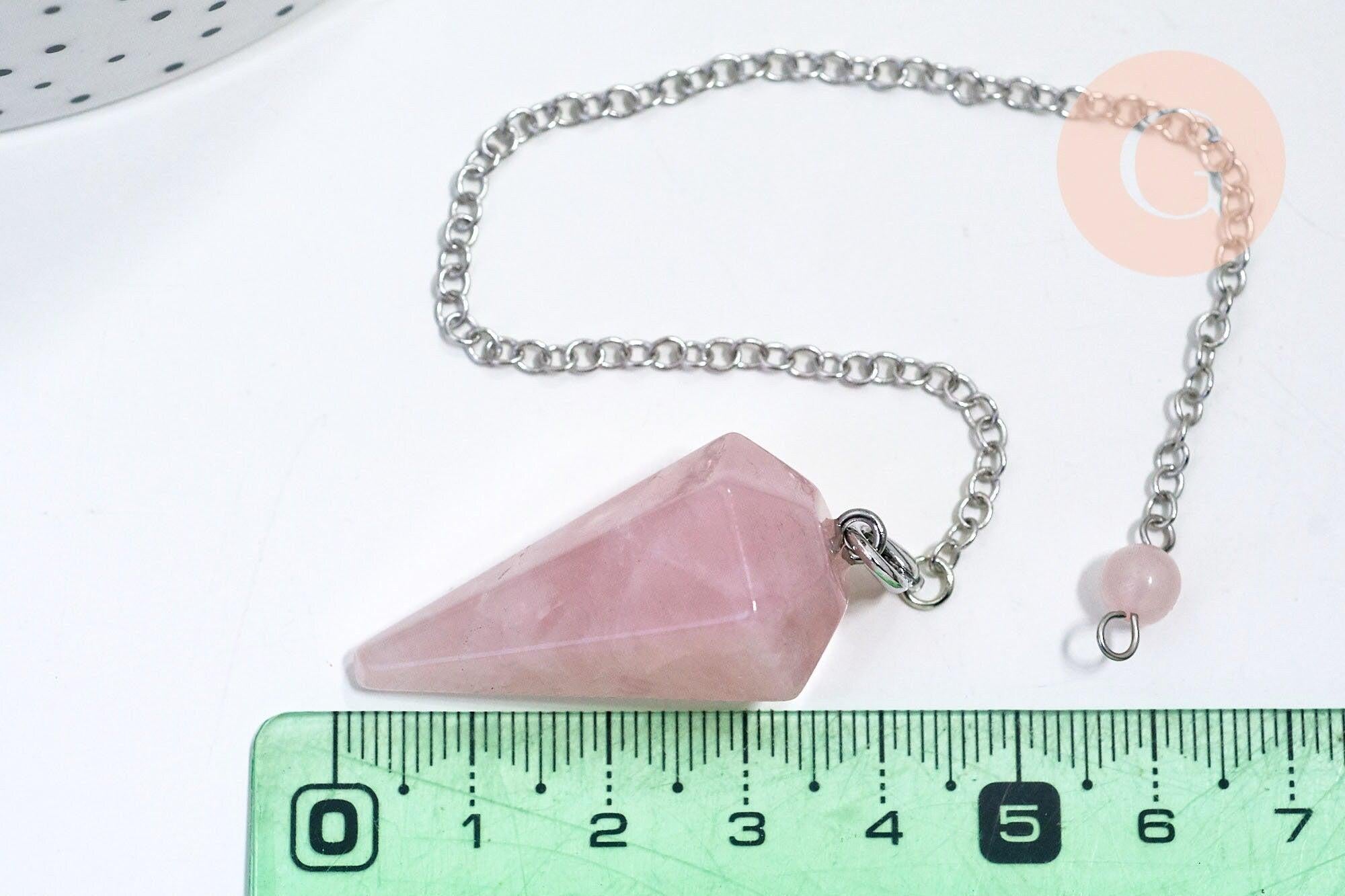 Gingerlily Pendule quartz rose 23cm x1 chaîne argent
