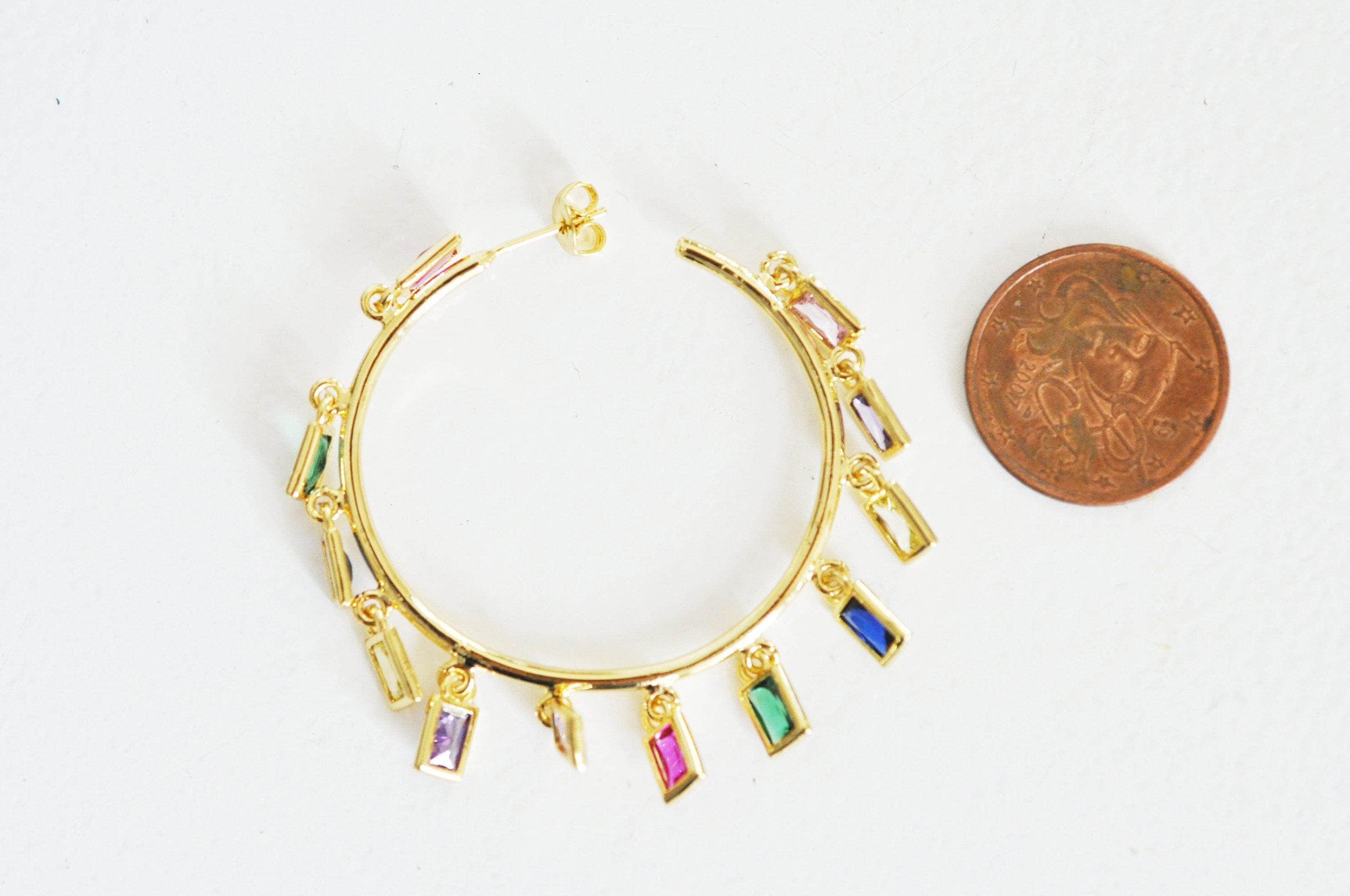 Gingerlily Perles G018 créoles laiton doré multicolore 51mm