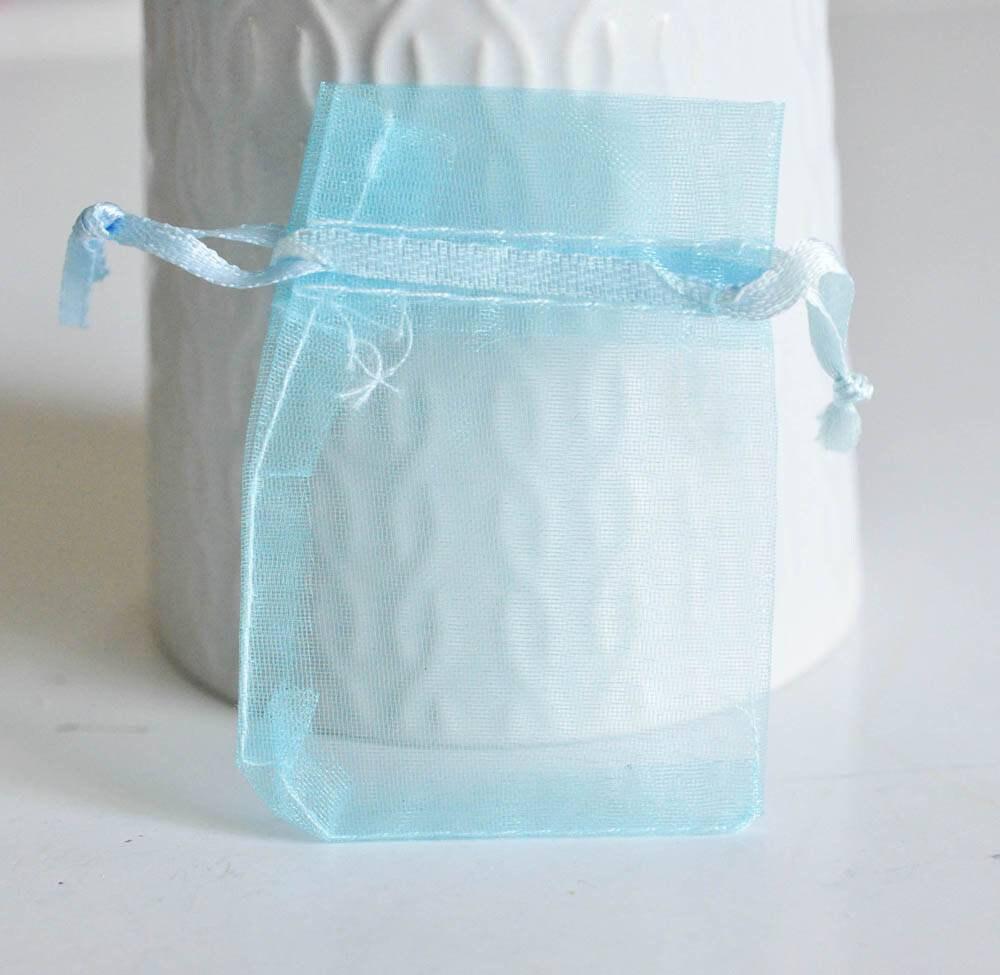 Gingerlily Rangement G1779 pochette organza bleu turquoise 7 cm x5