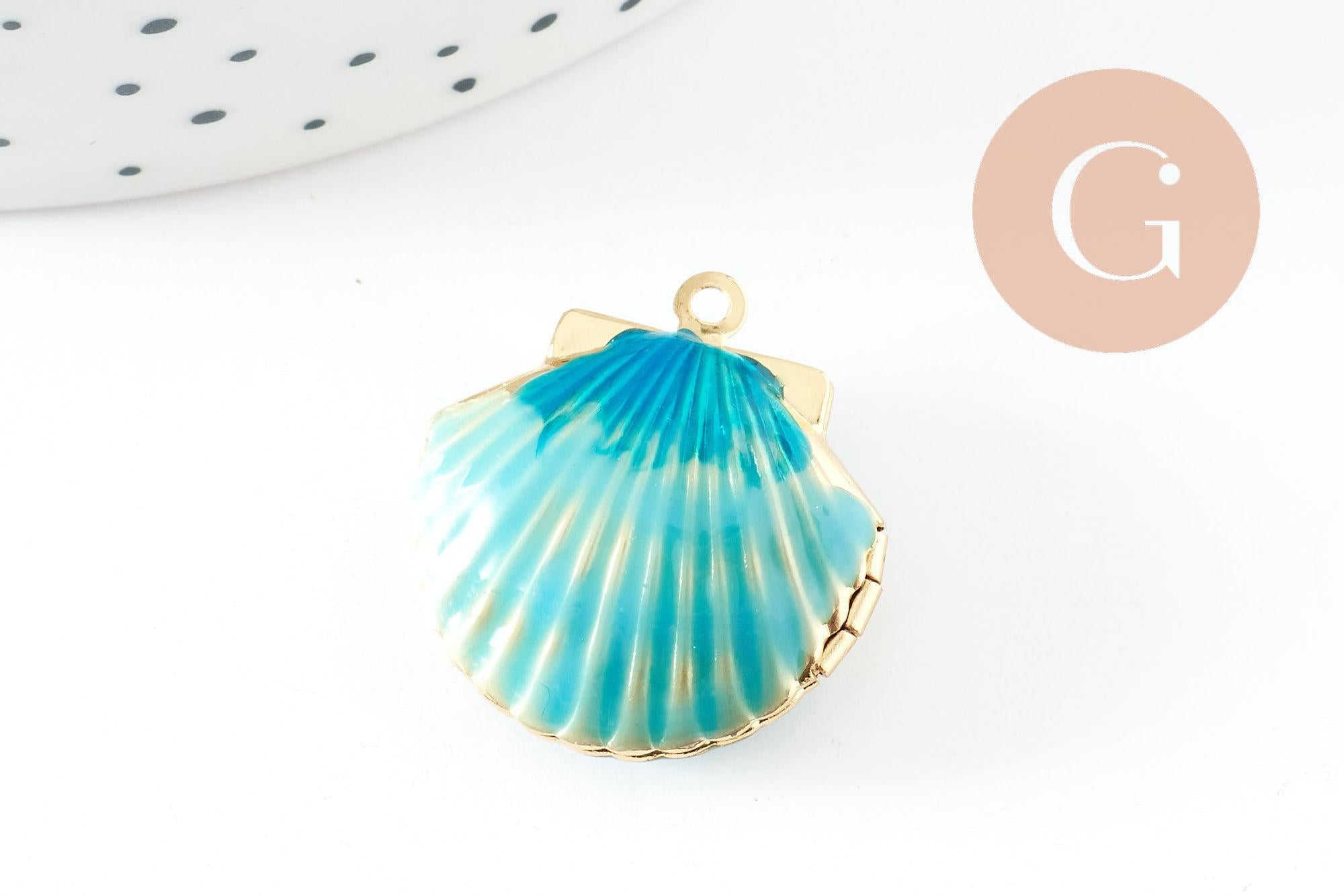 Gingerlily Pendentif locket coquillage G9551 laiton doré 23,5mm