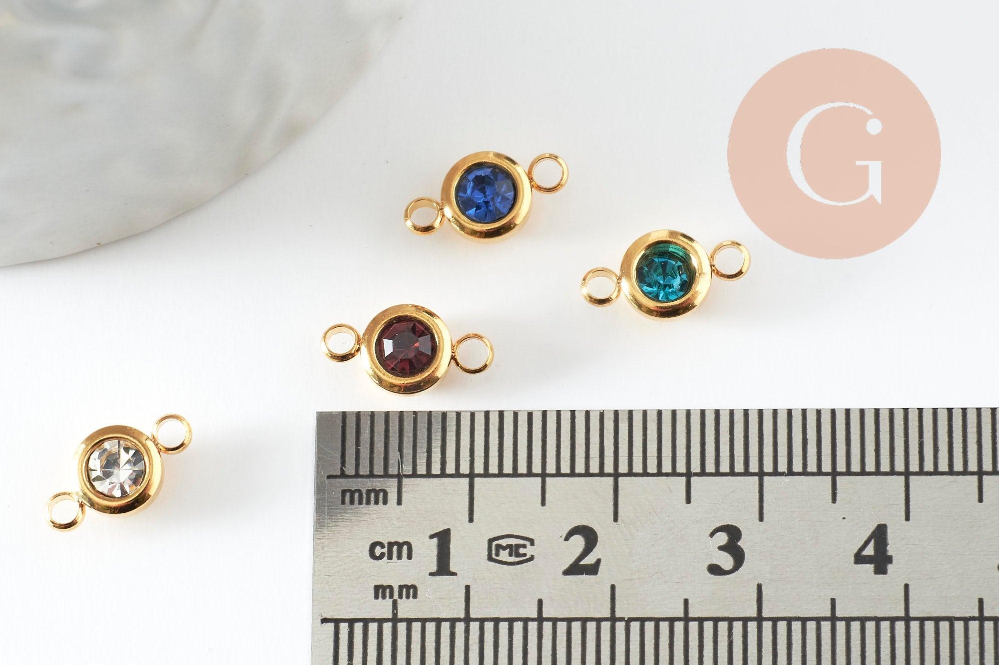 Gingerlily G9582 connecteur rond zircon doré 12mm noir