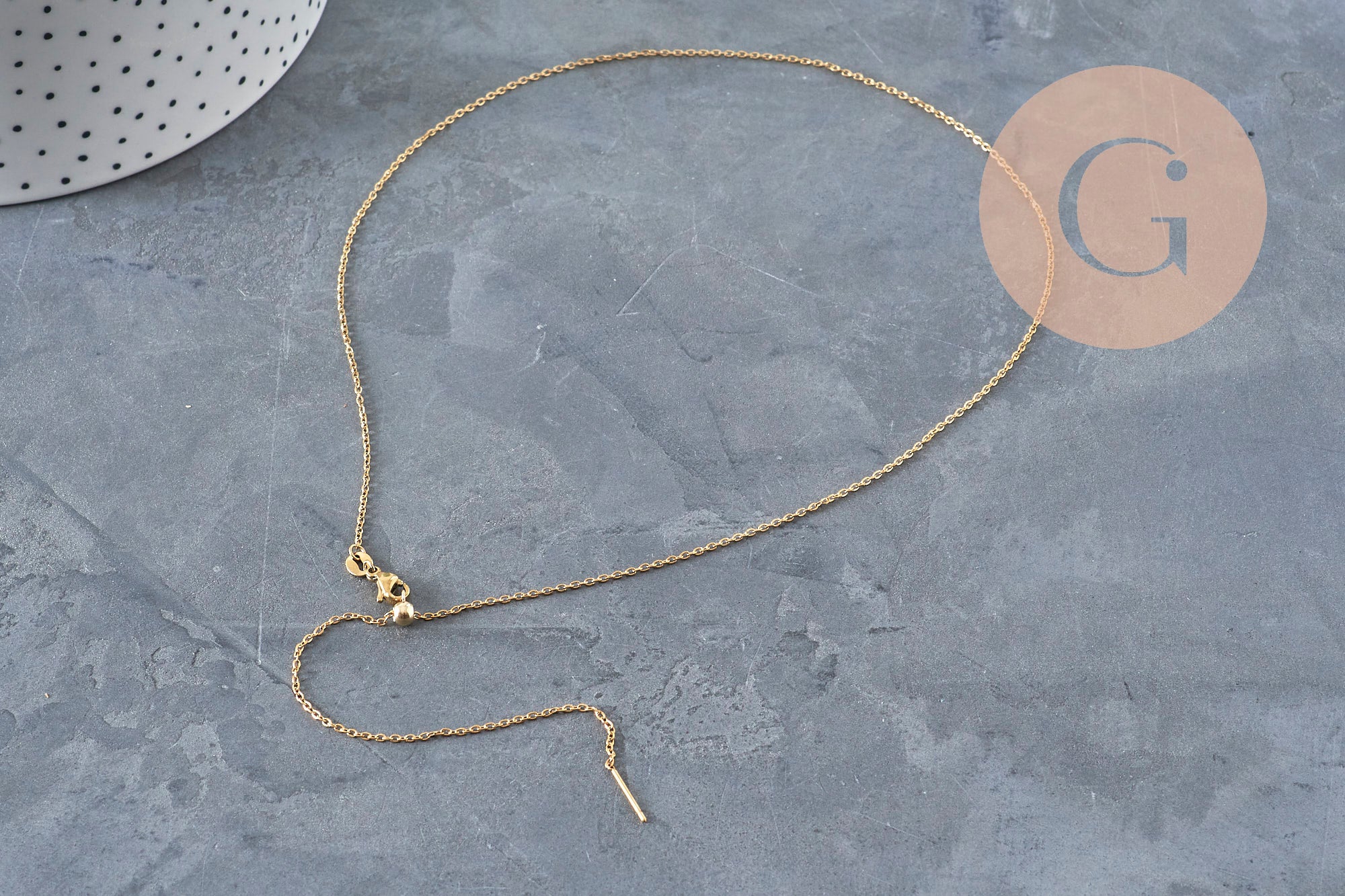 Gingerlily Chaîne Collier Forçat Acier Doré Réglable 2mm 51cm