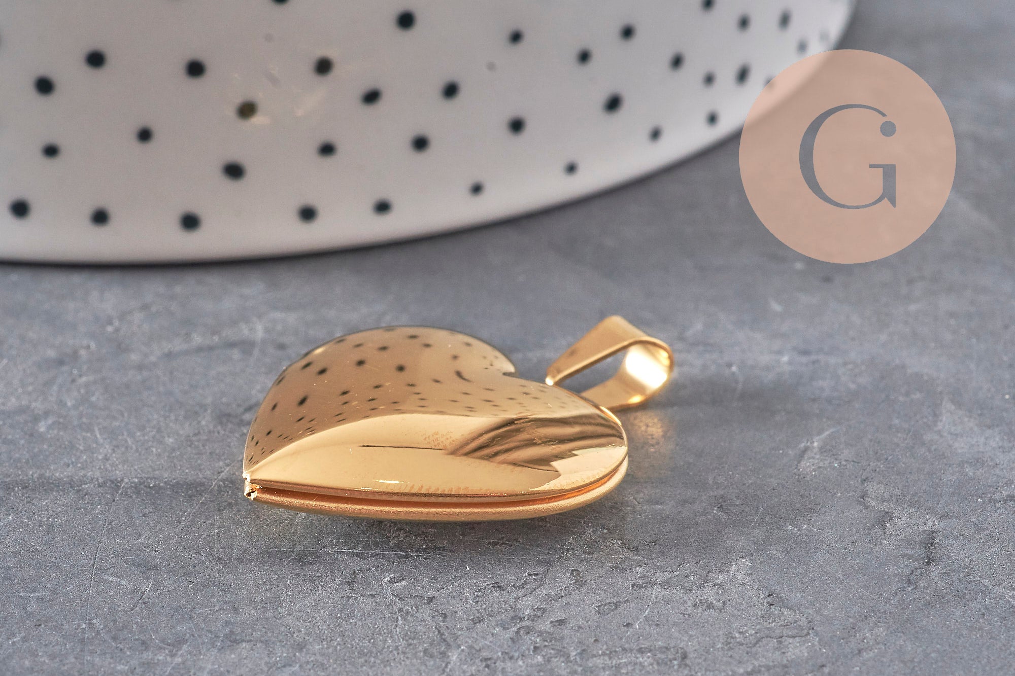 Gingerlily Perles locket coeur acier doré 21mm G11139