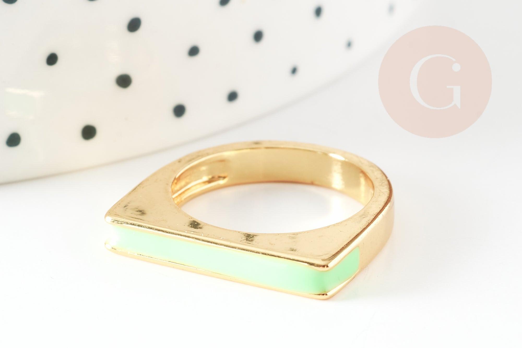 Gingerlily Accessoires Bague laiton G4240 émail carré 17mm noir