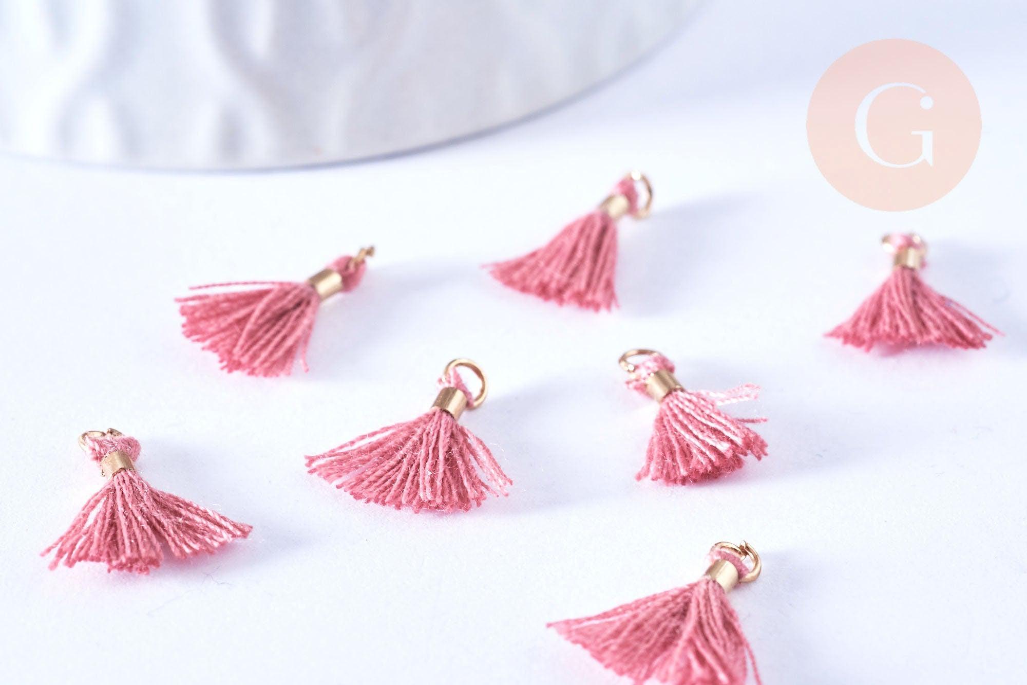 Gingerlily Pendentifs pompons vieux rose polyester 10-15mm x10