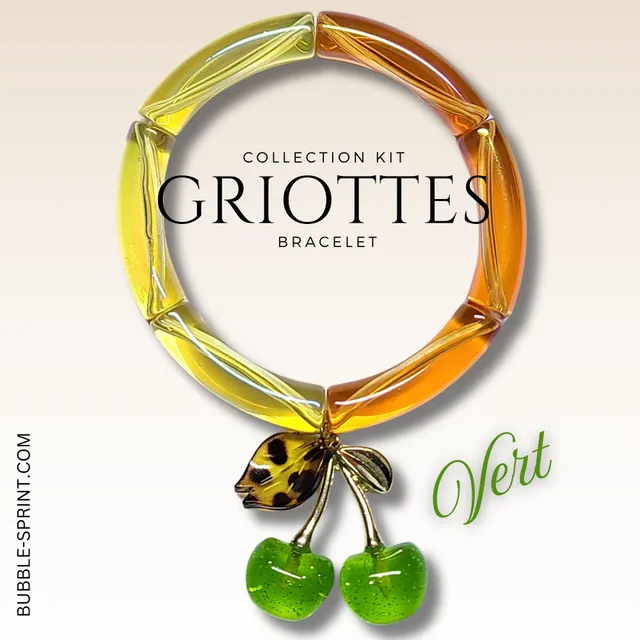 ARTSHOP Griottes vert kit bracelet pendentif cerise