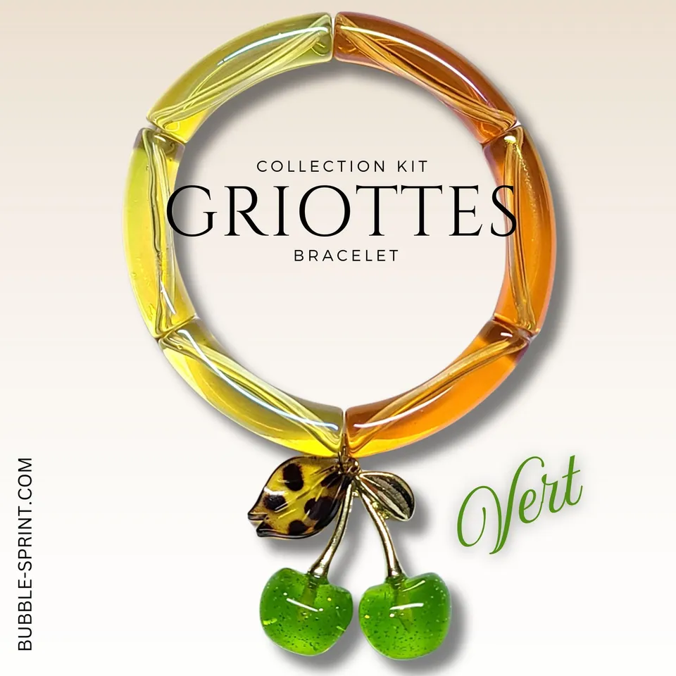 ARTSHOP Griottes vert kit bracelet pendentif cerise