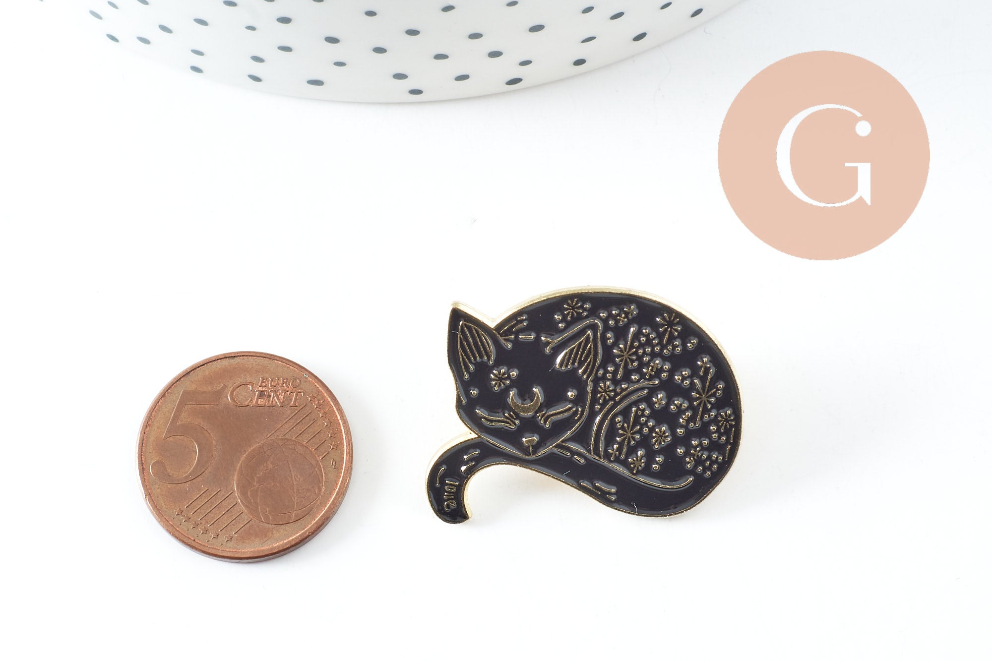 Gingerlily Broches pin's Chat noir G9742 broche 28mm doré