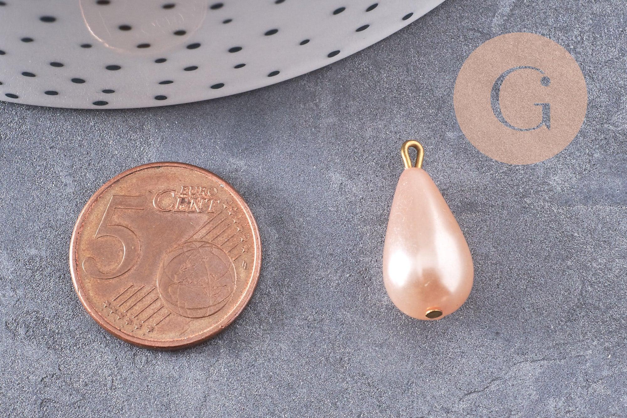 Gingerlily pendentif goutte imitation perle rose 21mm G10150