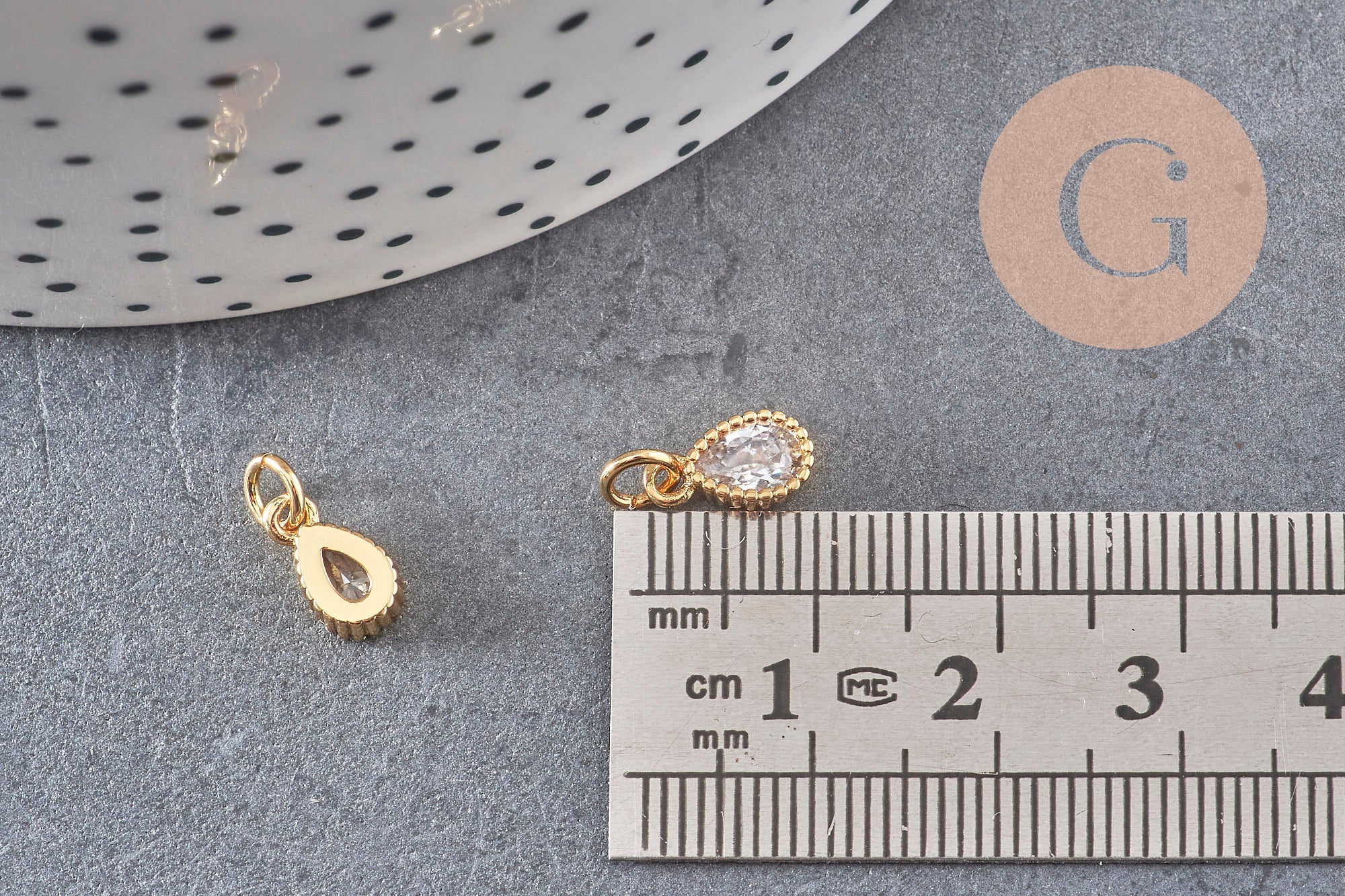 Gingerlily G9673 pendentif goutte laiton doré zircon blanc 10mm