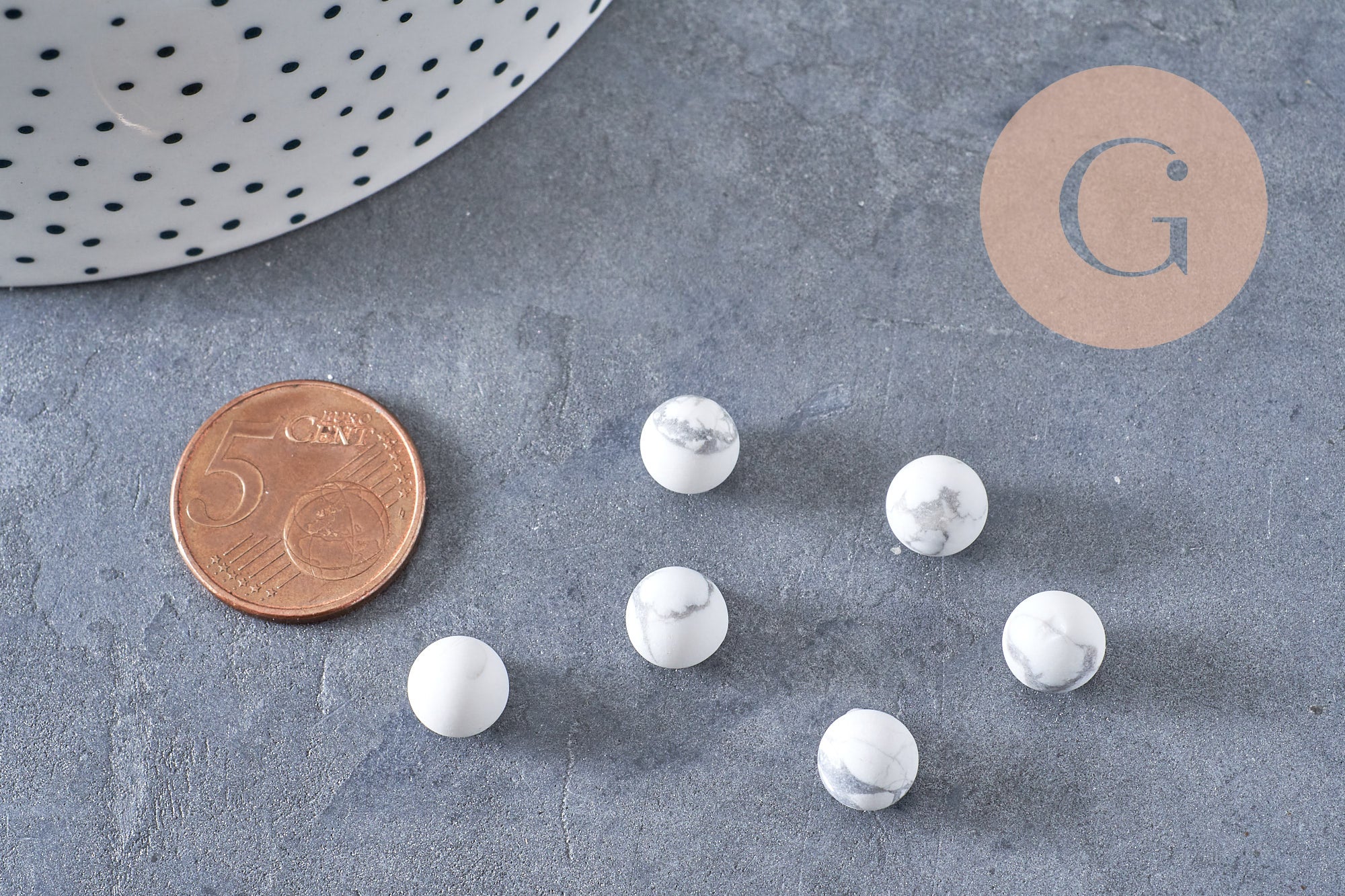 Gingerlily howlite G5837 sphère 8mm non percée blanche x1