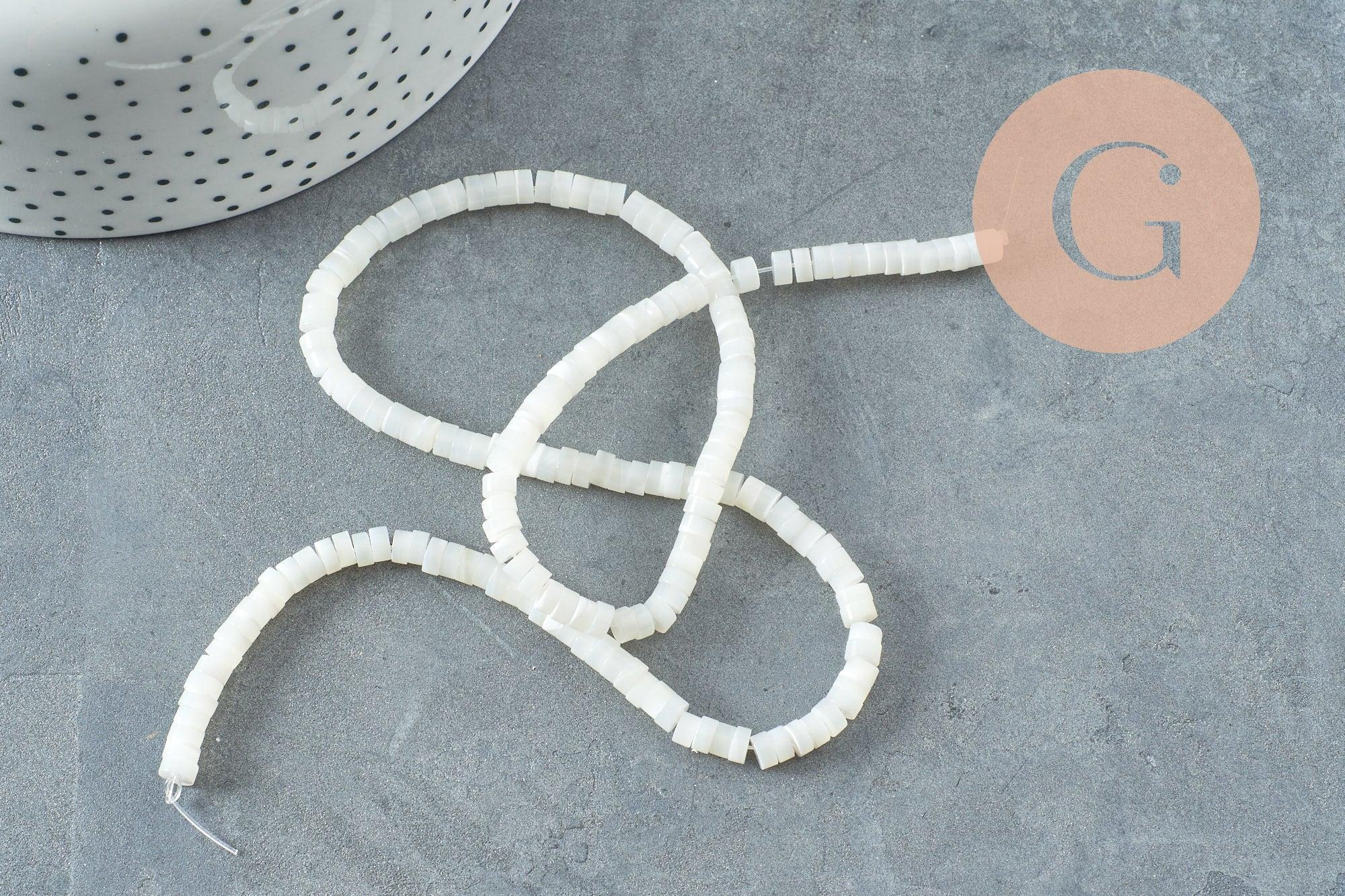 Gingerlily Perles G9850 perle heishi nacre blanche fil 40 cm