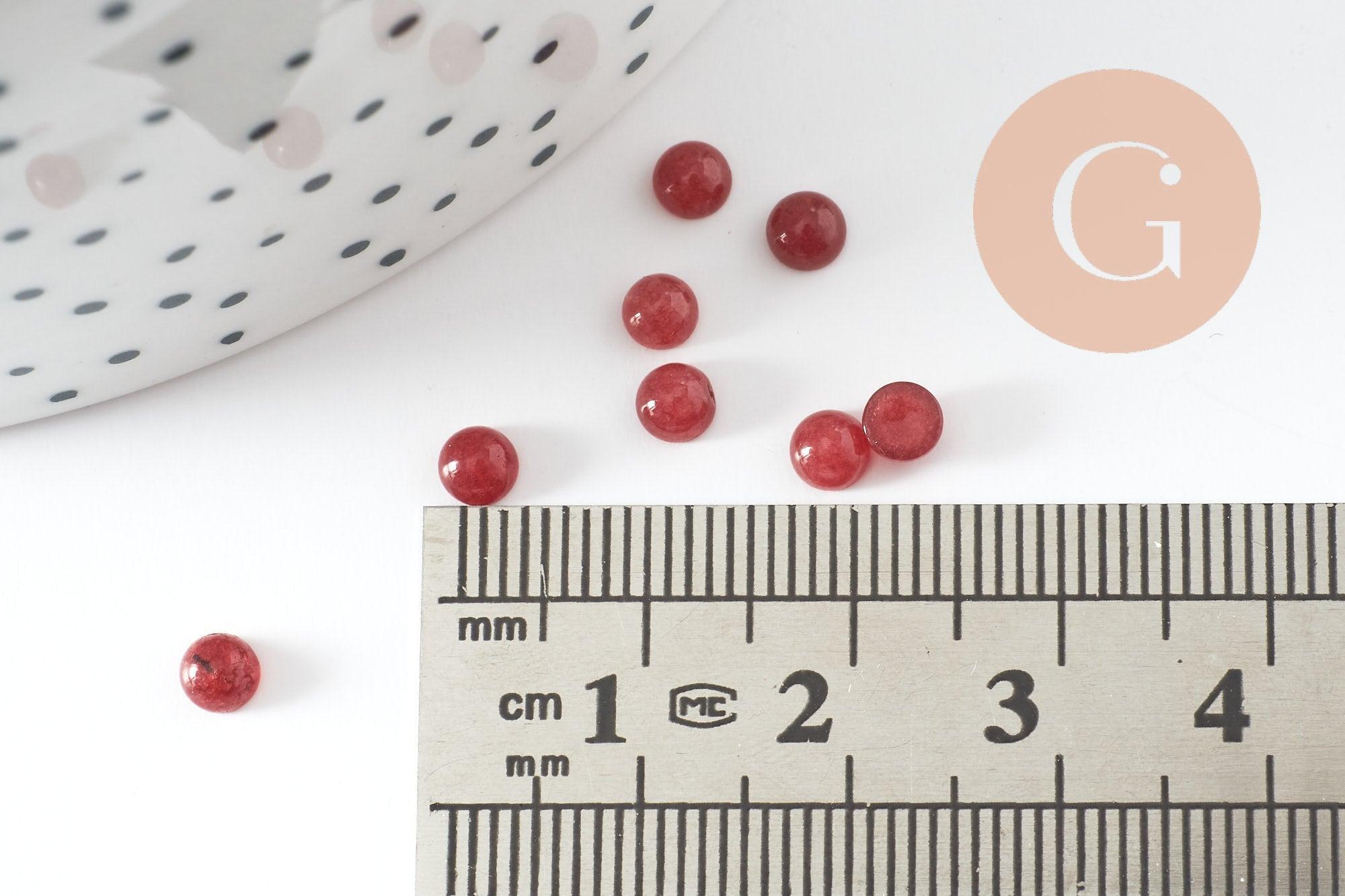 Gingerlily Cabochon Rond Jade Rouge Naturel 4 mm x1