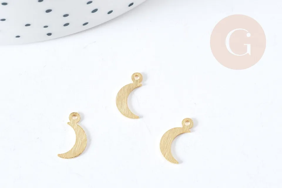 Gingerlily Pendentif lune laiton doré 11,5mm x1